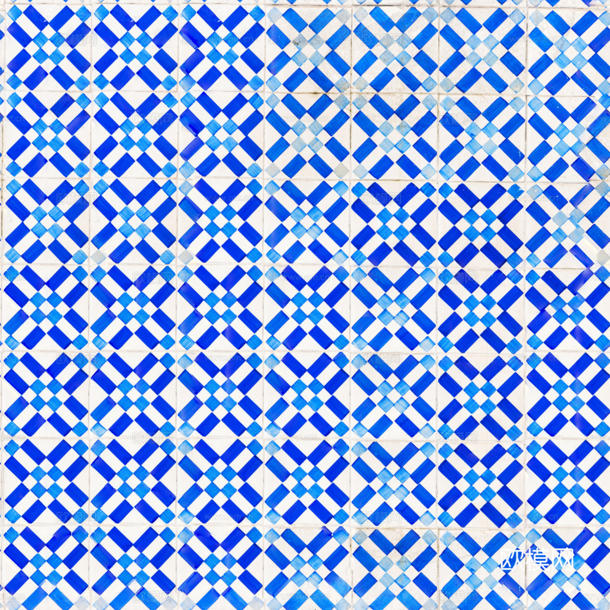 复古经典，民族风青色几何植物花纹图案花砖瓷砖19