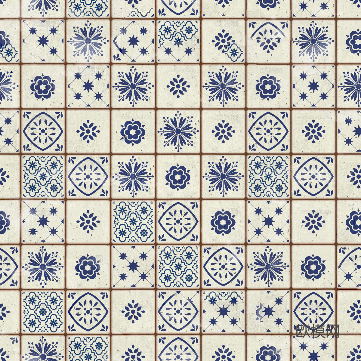 复古经典，民族风几何植物花纹图案花砖瓷砖105下载