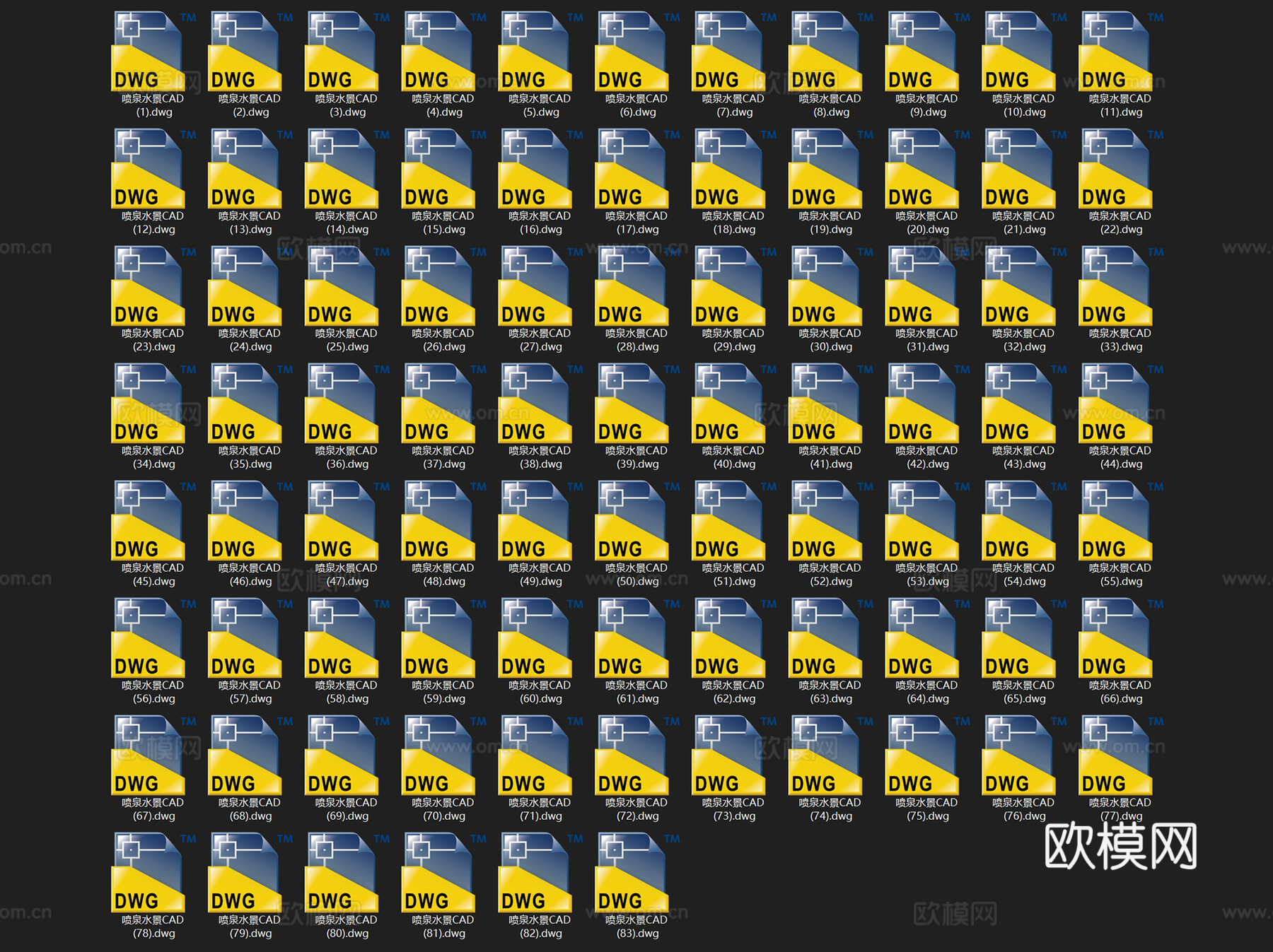 园林景观喷泉水池水景节点大样详图CAD施工图集 80套cad施工图