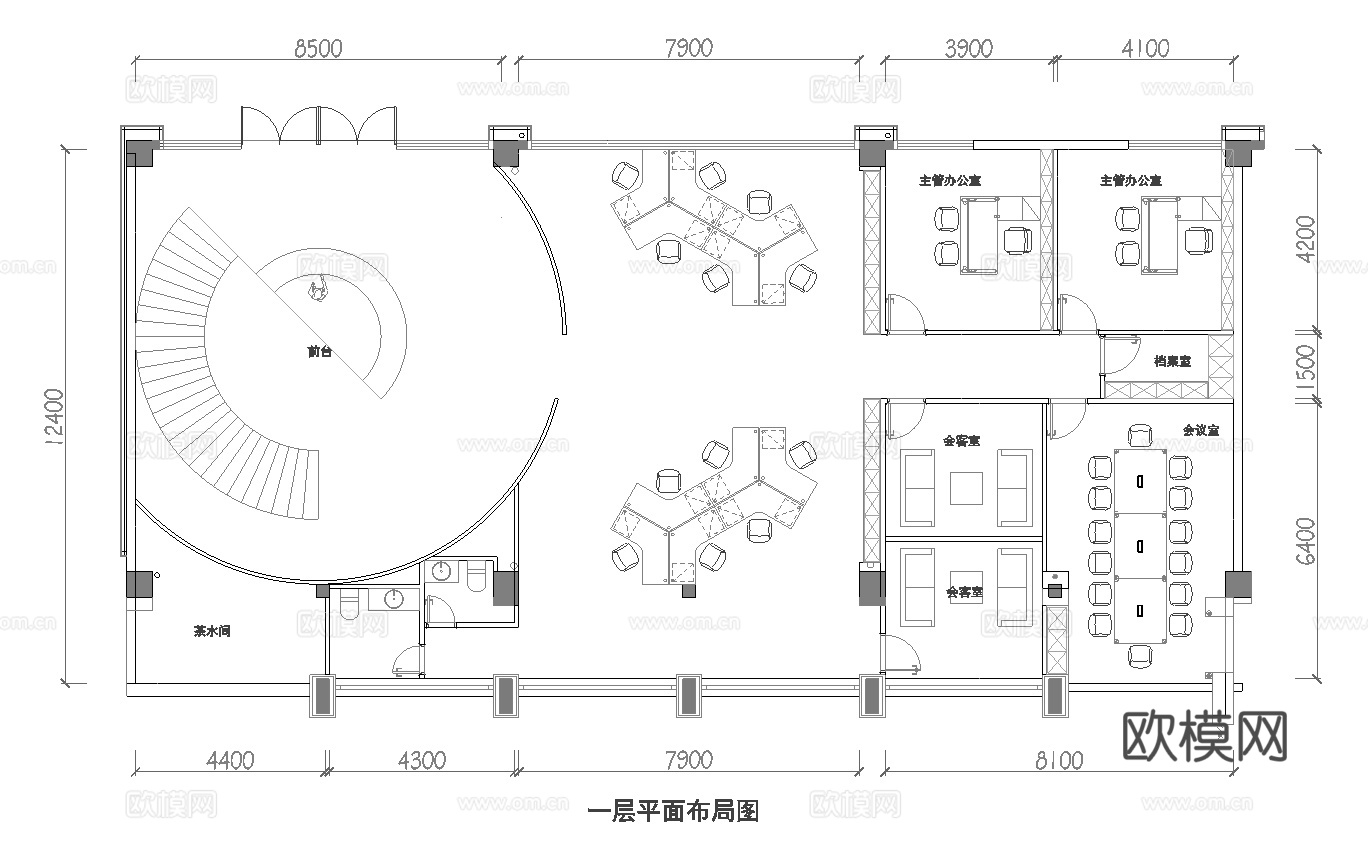 公司办公室 最新平面施工图cad施工图