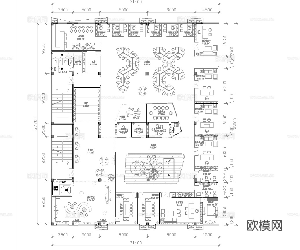 科技办公室 最新平面施工图cad施工图