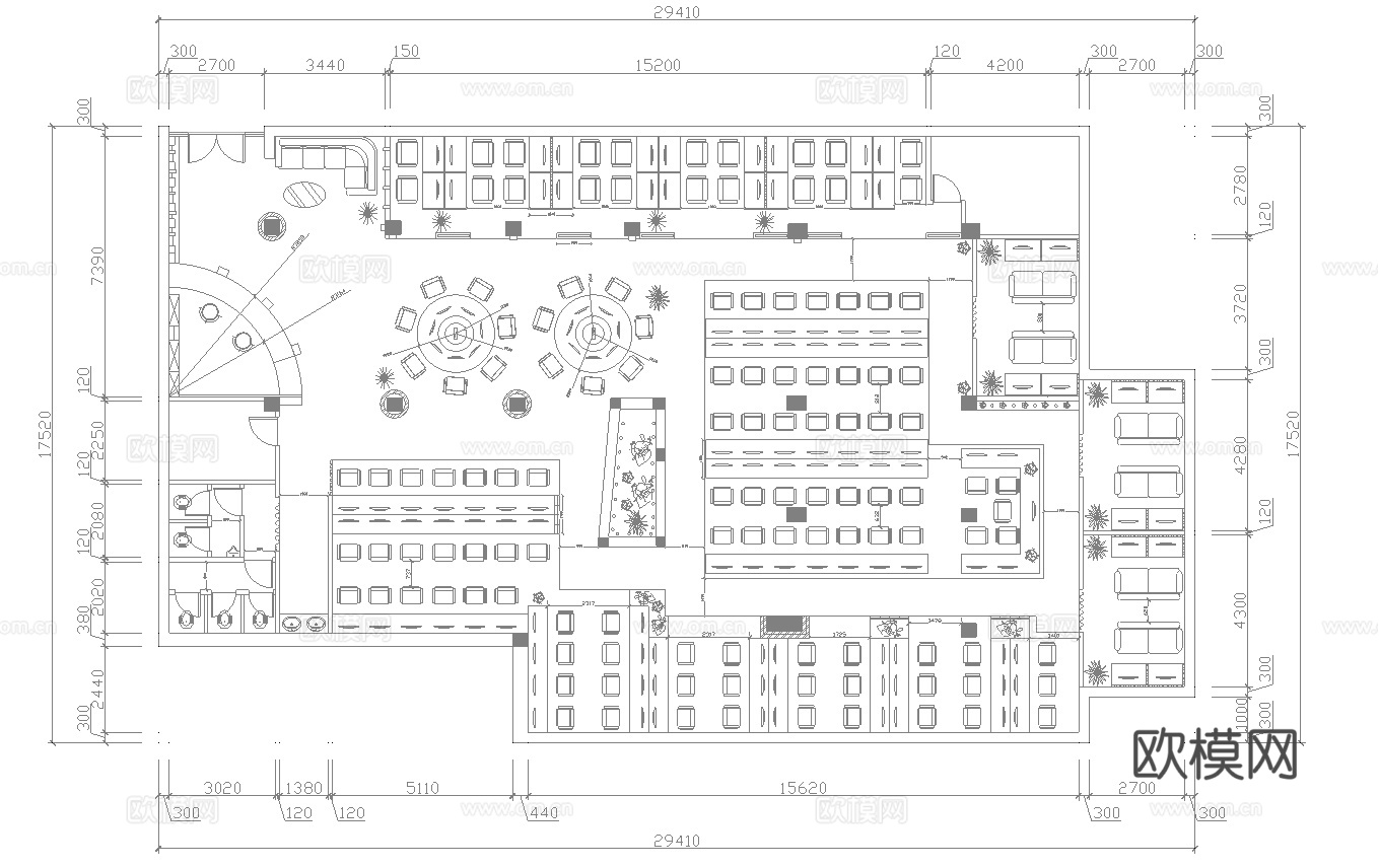 500平电竞网咖 最新全套施工图cad施工图