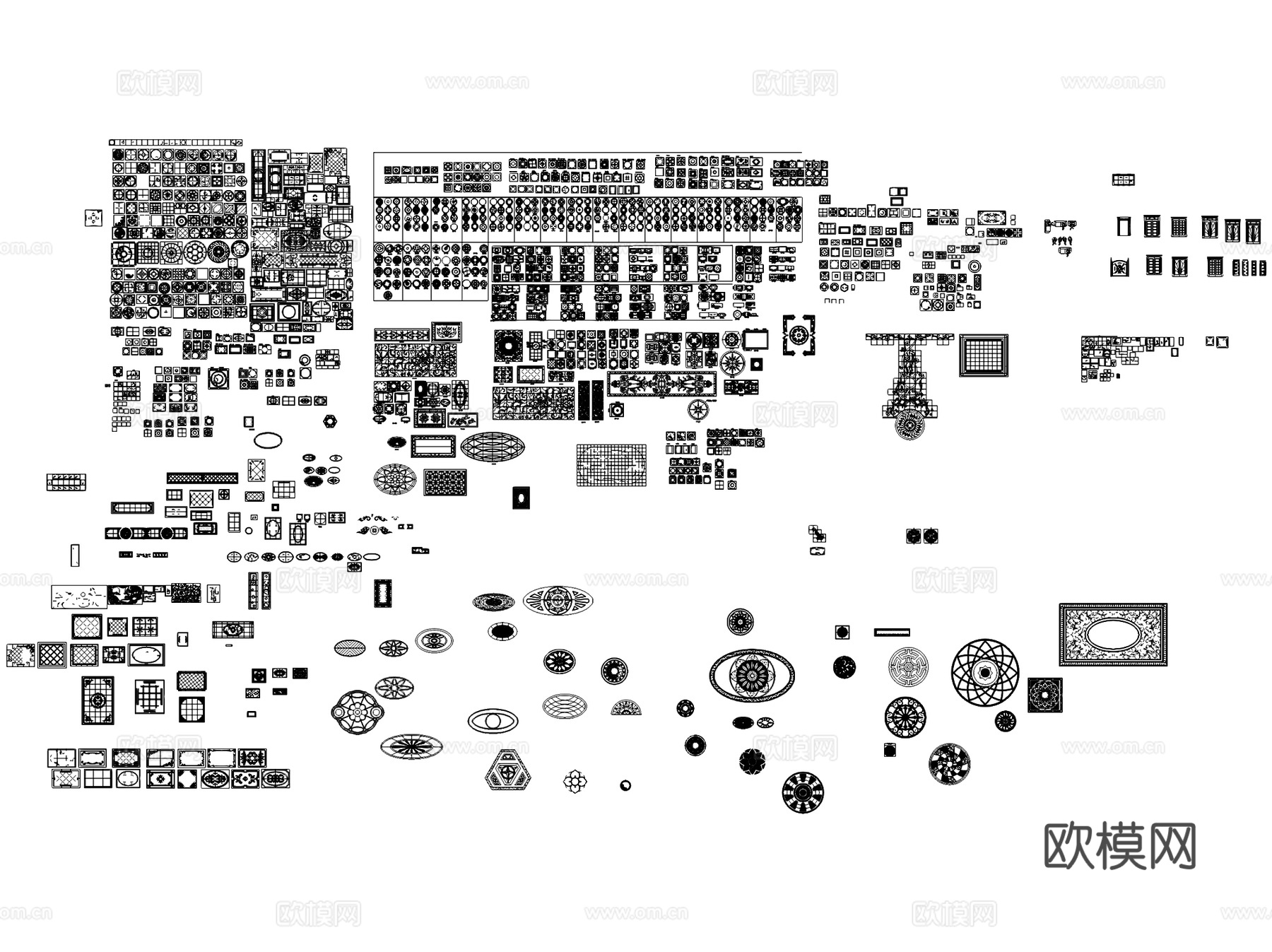 地面铺装拼花雕花花纹角花波导线CAD施工图集 11套cad施工图