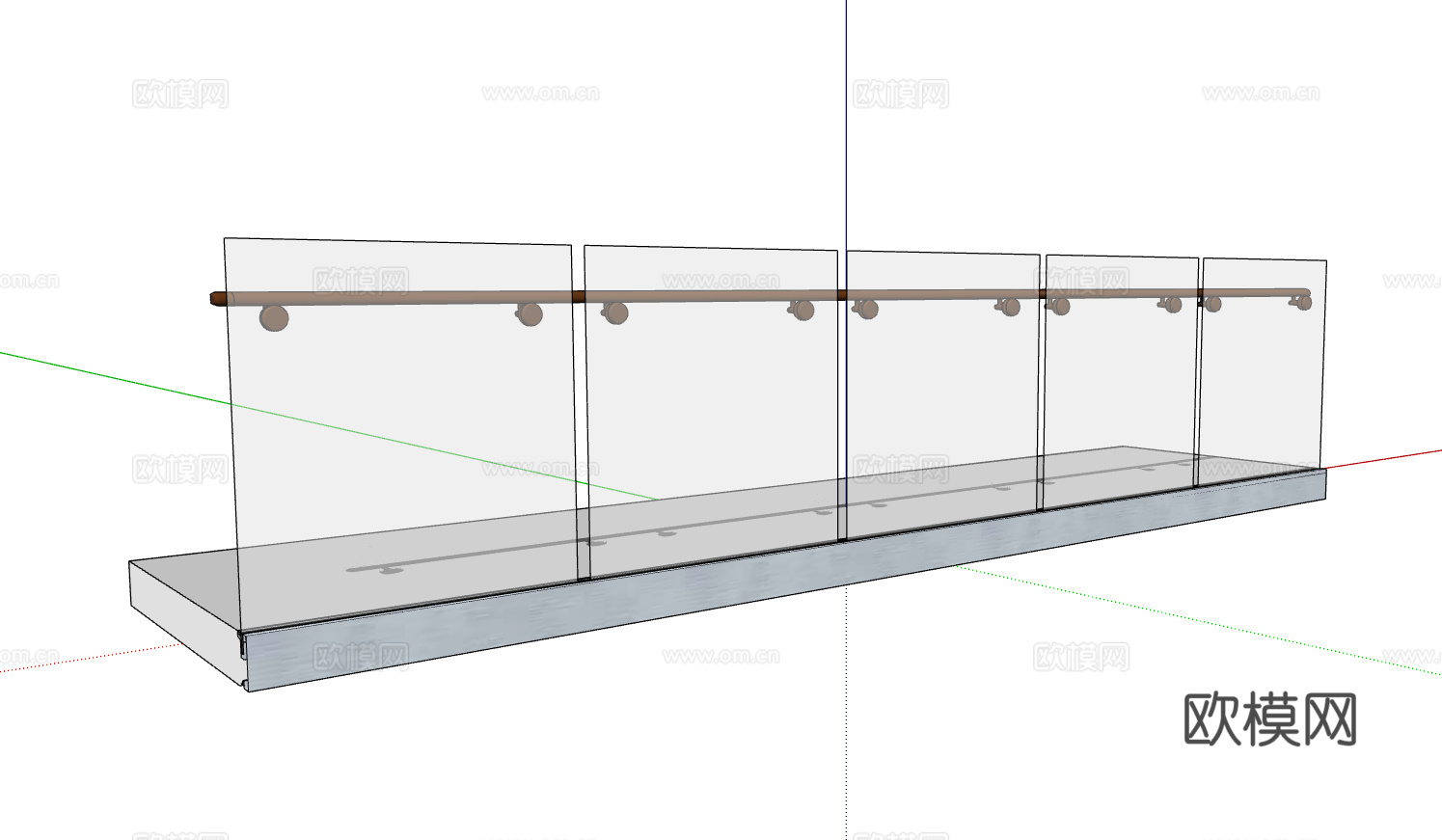 现代金属玻璃栏杆护栏su模型