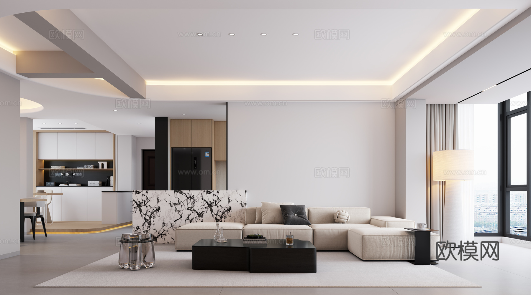 现代客餐厅 极简客餐厅 简约客餐厅3d模型下载（渲染图2）