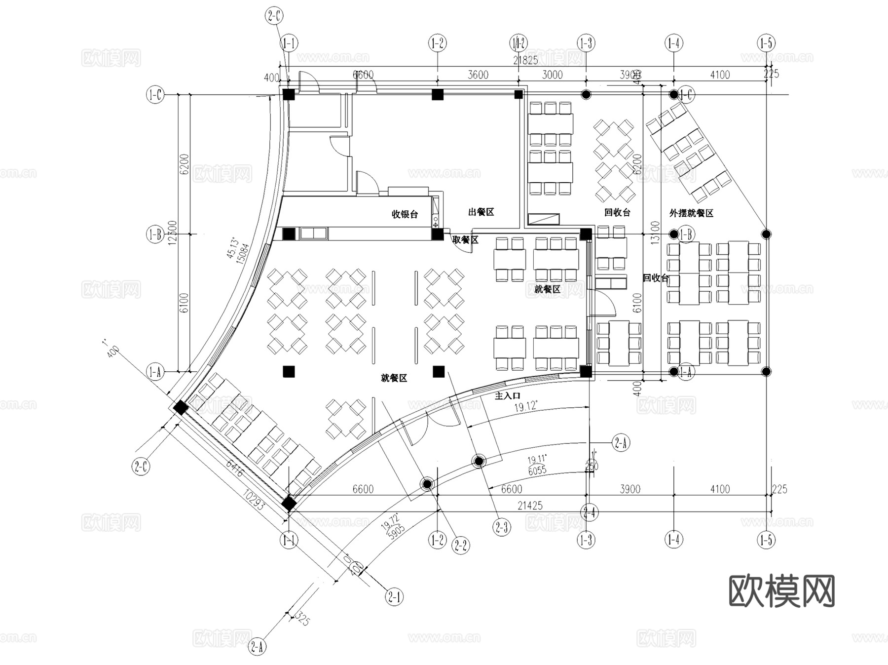露营风外摆餐厅酒吧咖啡厅室内工装平面图CAD施工图集 7套cad施工图
