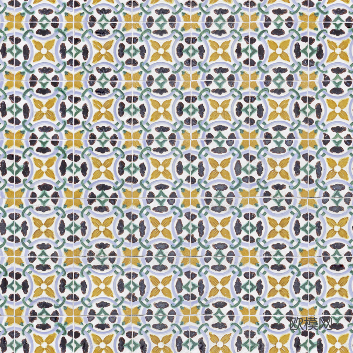 复古经典，民族风几何植物花纹图案花砖瓷砖17