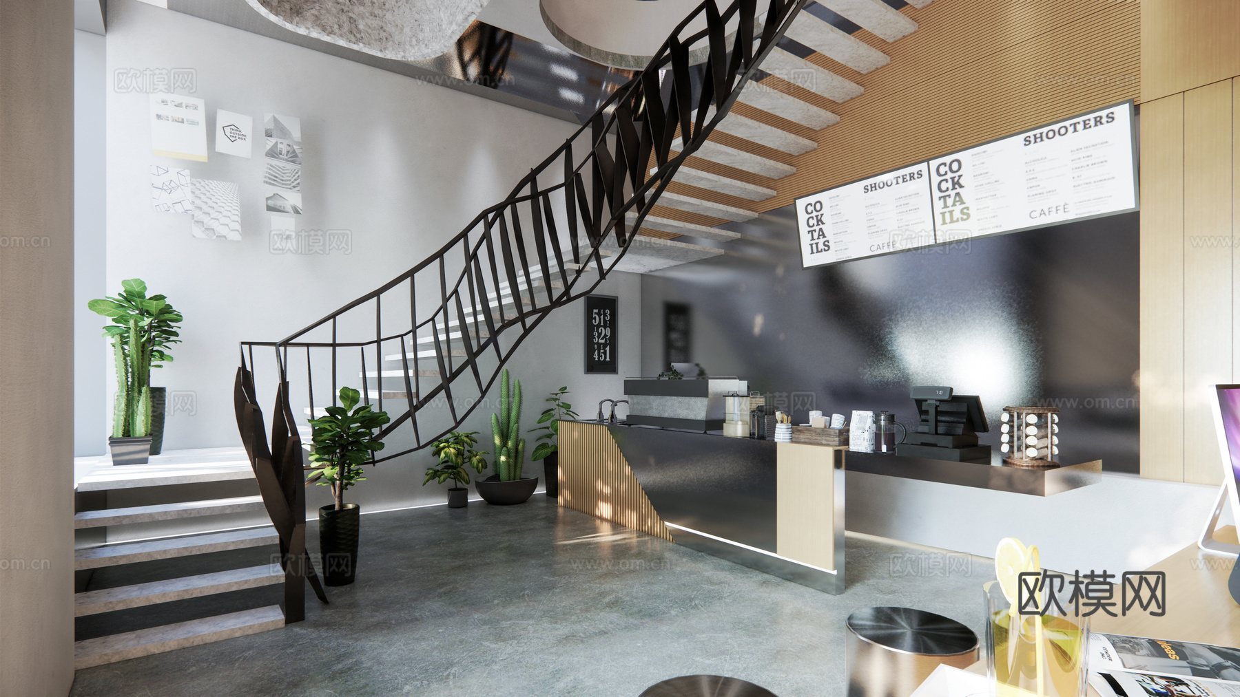 现代猫咖_咖啡店_咖啡馆SU模型su模型