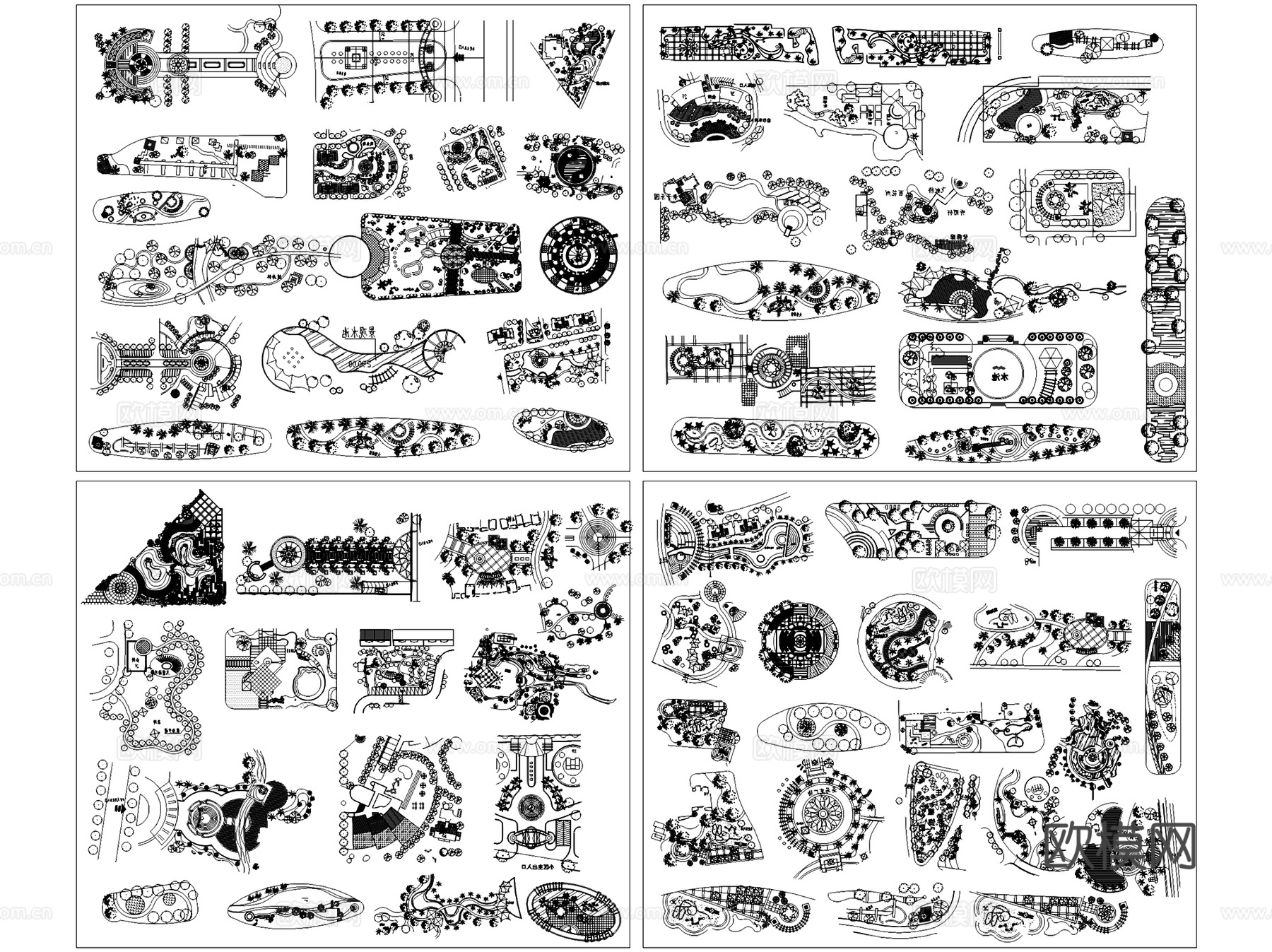 园林景观局部节点平面图块图库CAD施工图集cad施工图cad施工图