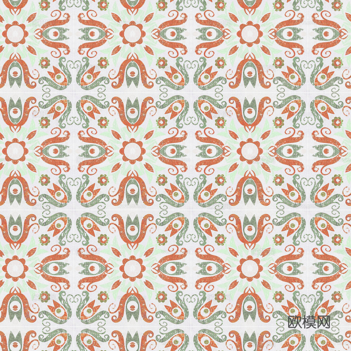 复古经典，民族风几何植物花纹图案花砖瓷砖211