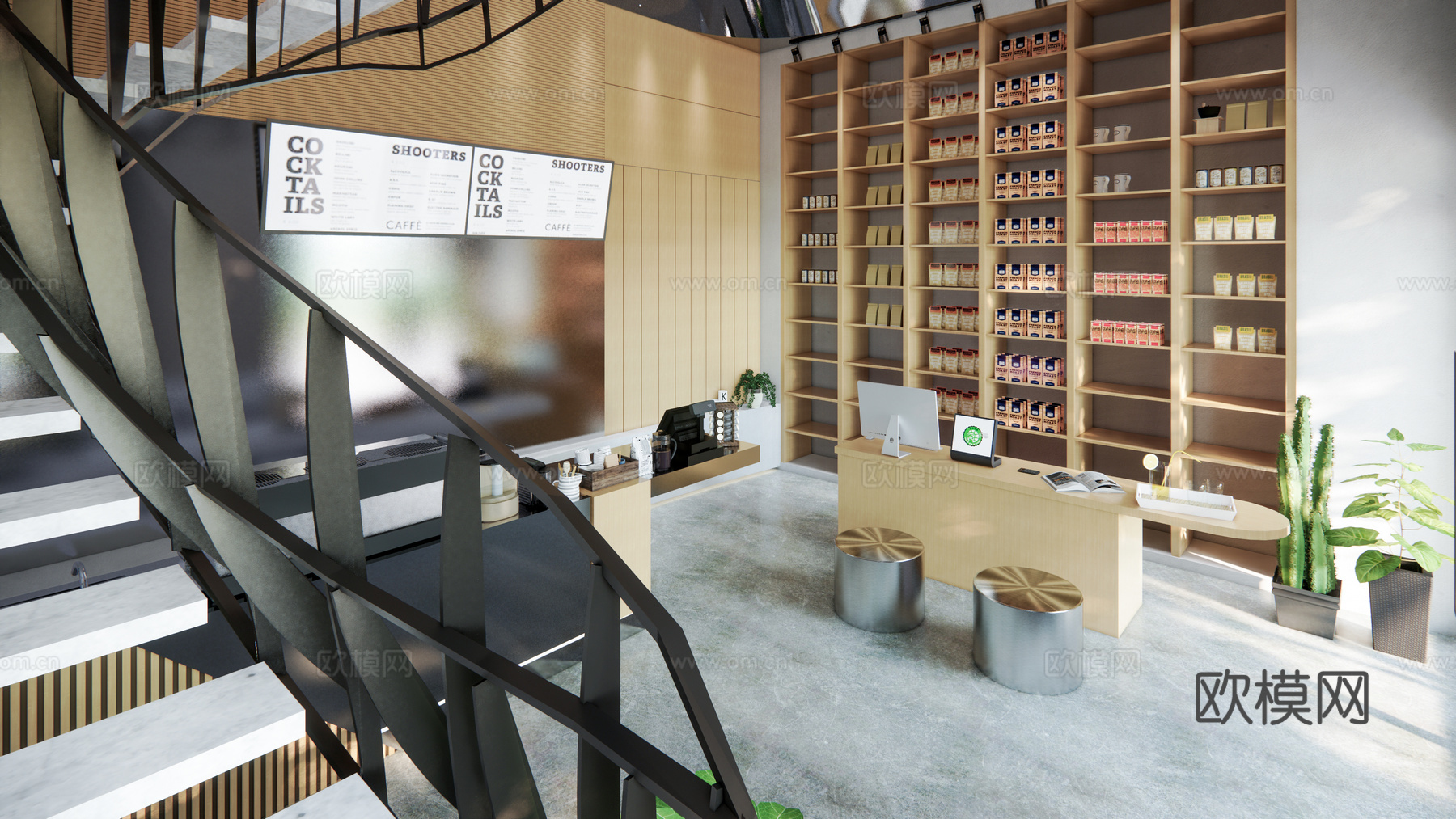 现代猫咖_咖啡店_咖啡馆SU模型su模型