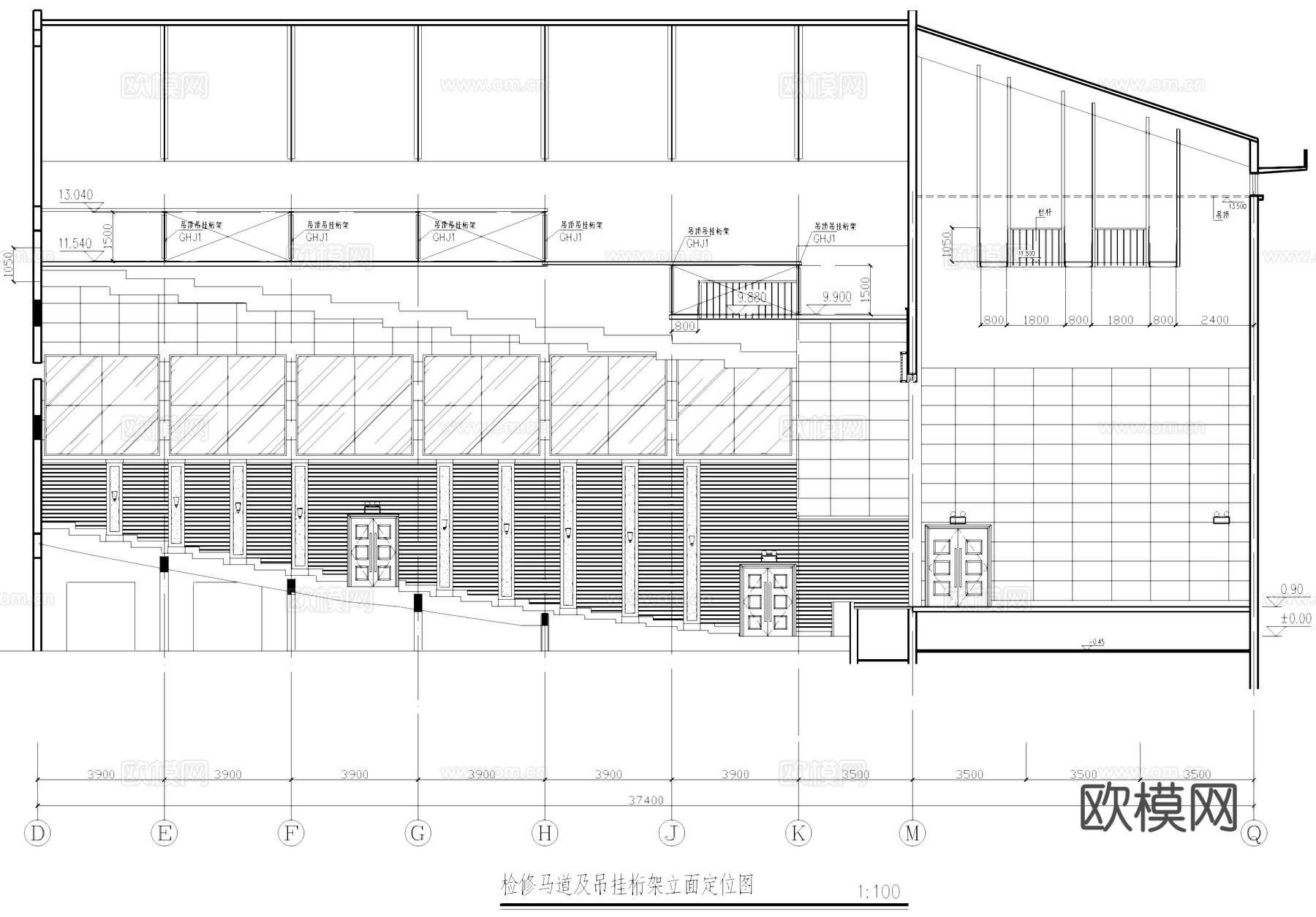 吊顶天花设备检修马道吊挂钢结构CAD施工图cad施工图