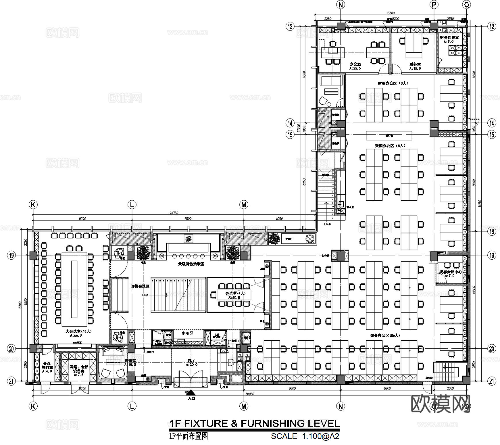 2000㎡设计公司办公室丨施工图丨实景摄影cad施工图