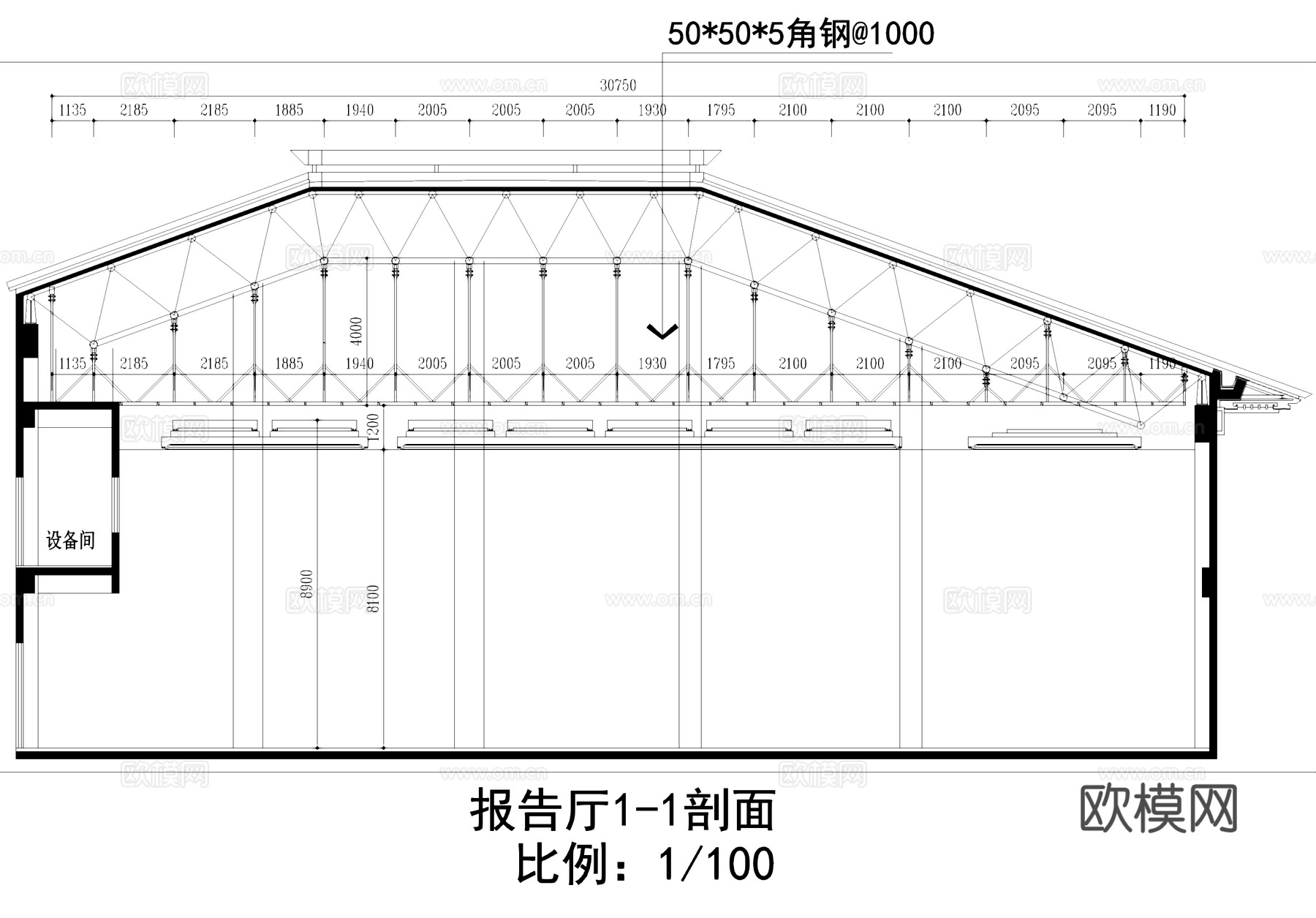 吊顶天花钢架转换层CAD施工图cad施工图