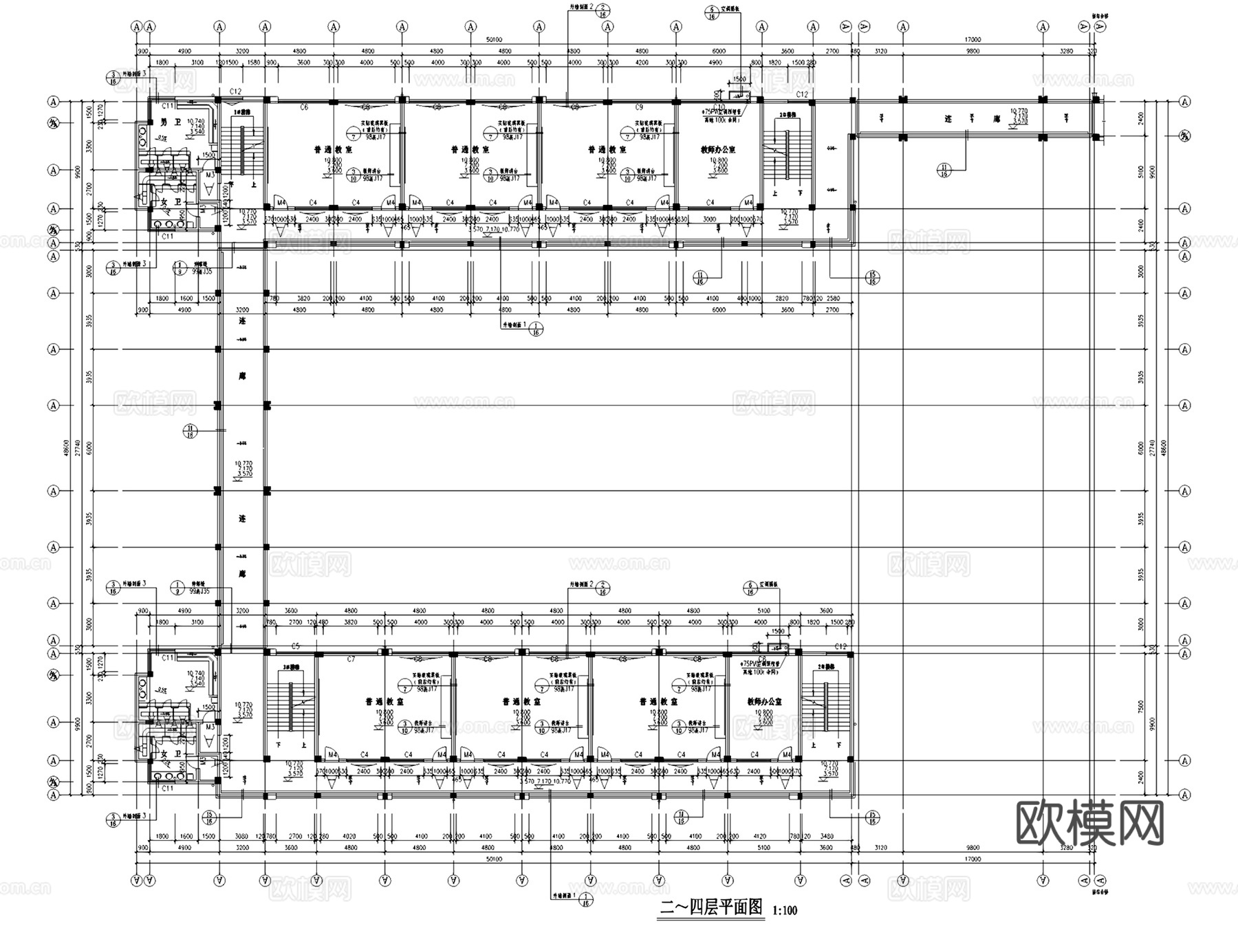 学校教学楼实验楼教育建筑结构CAD施工图集 80套cad施工图