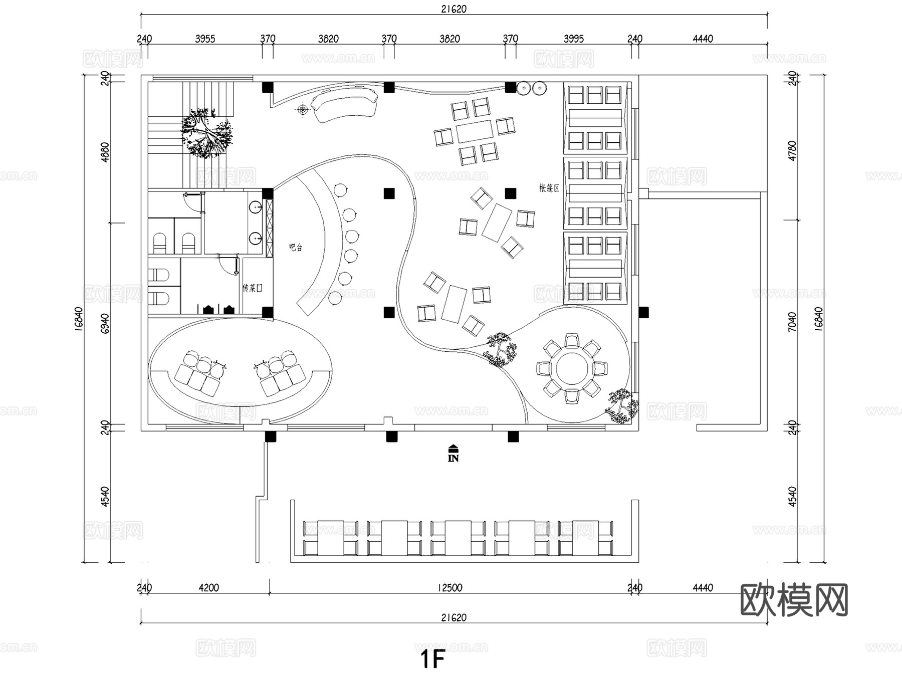 露营风外摆餐厅酒吧咖啡厅室内工装平面图CAD施工图集 7套cad施工图