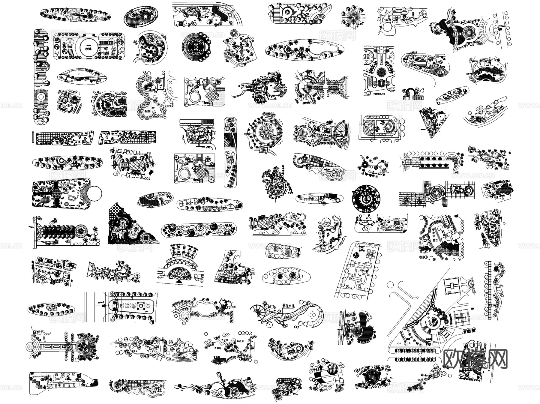 园林景观局部节点平面图块图库CAD施工图集cad施工图cad施工图