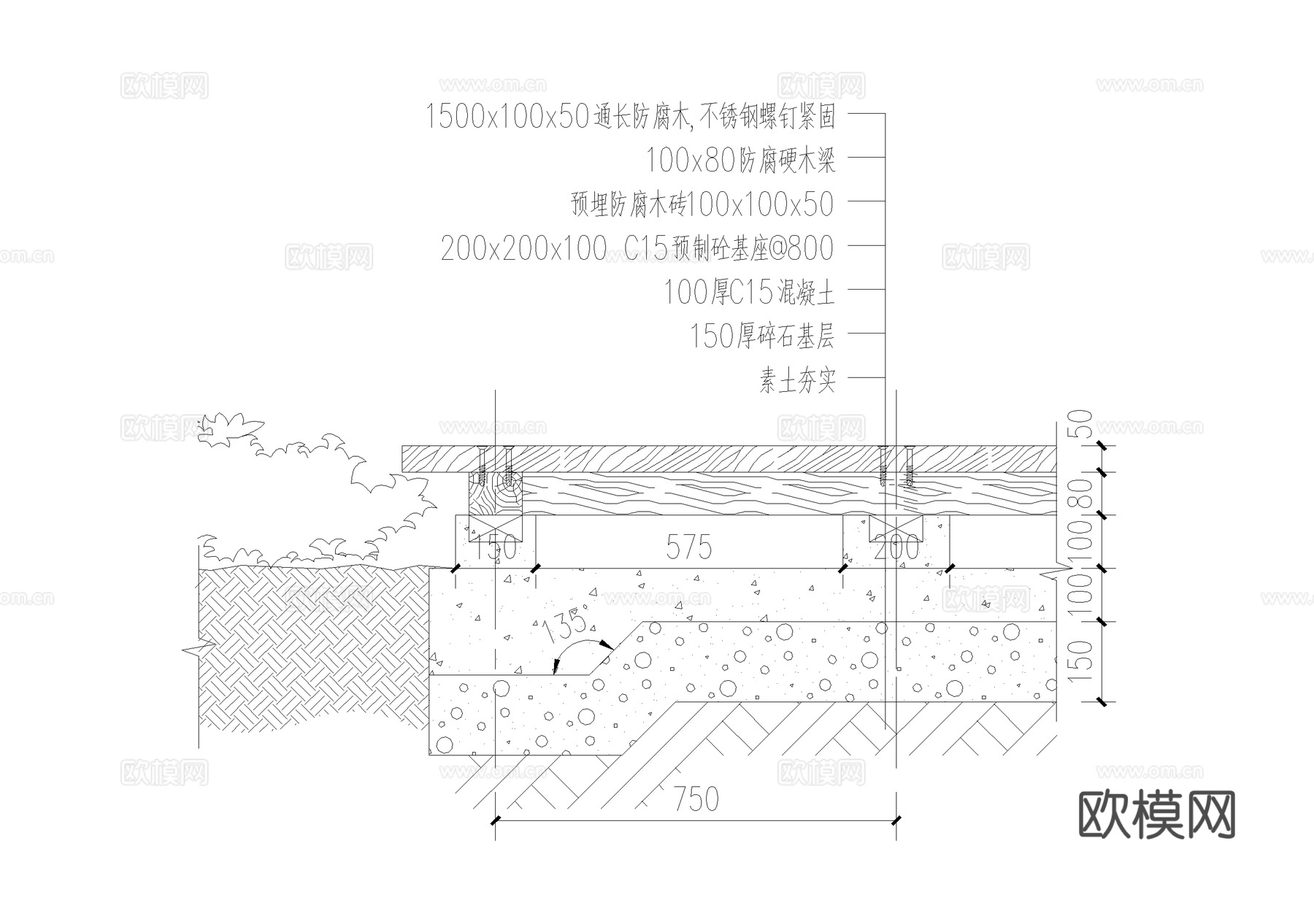防腐木栈道 木平台 CAD施工图cad施工图