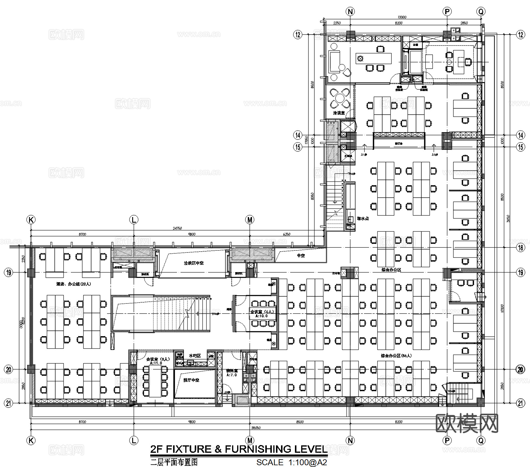 2000㎡设计公司办公室丨施工图丨实景摄影cad施工图