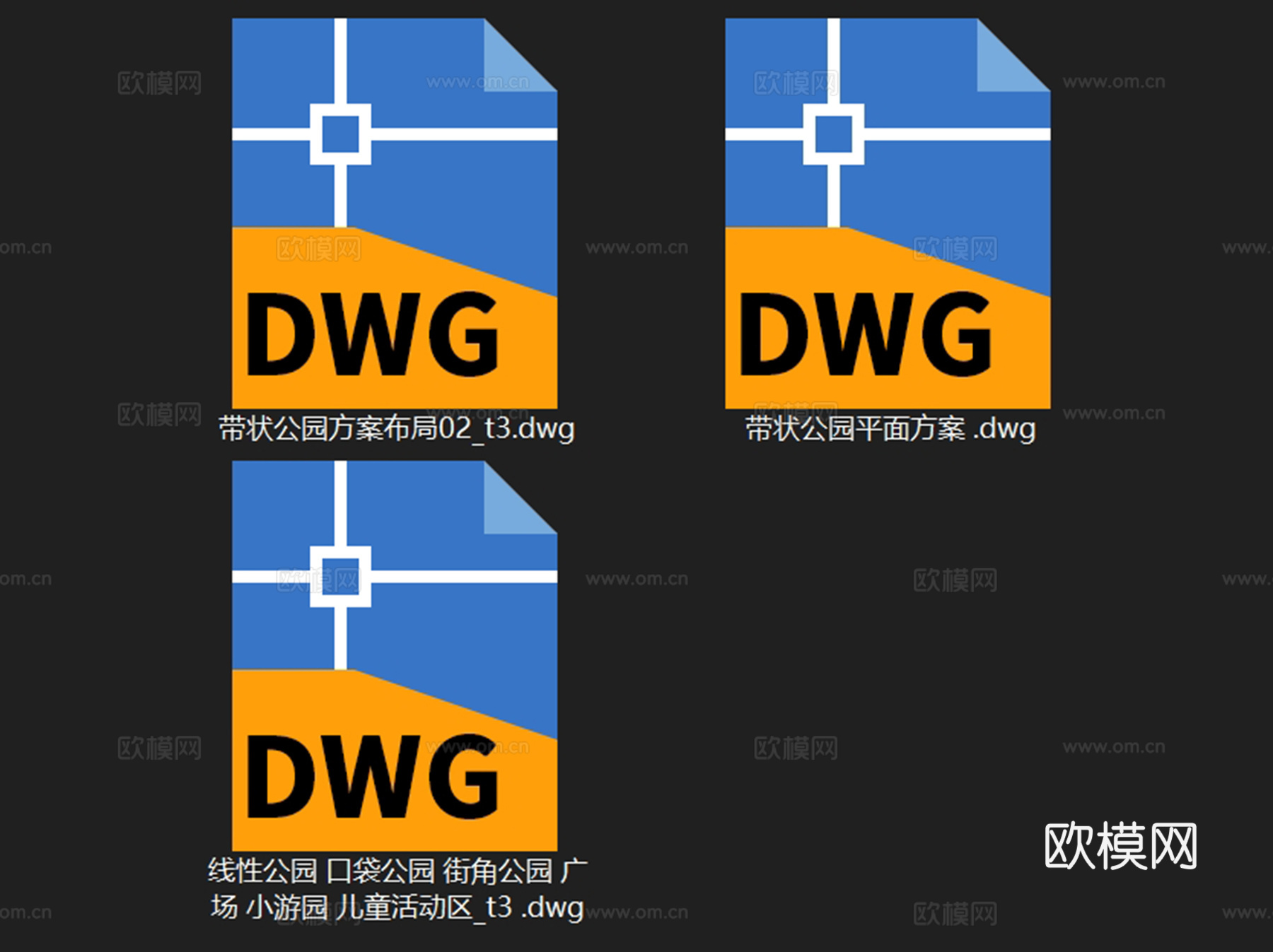 线形口袋街角广场公园景观平面图块CAD施工图集cad施工图