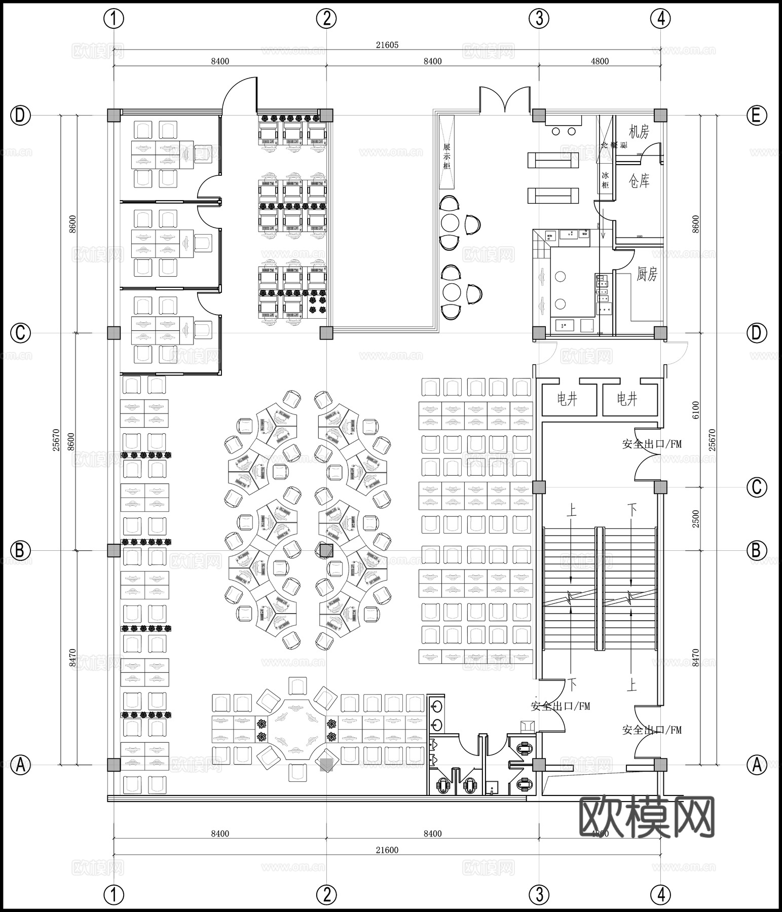 电竞网咖 最新平面施工图cad施工图