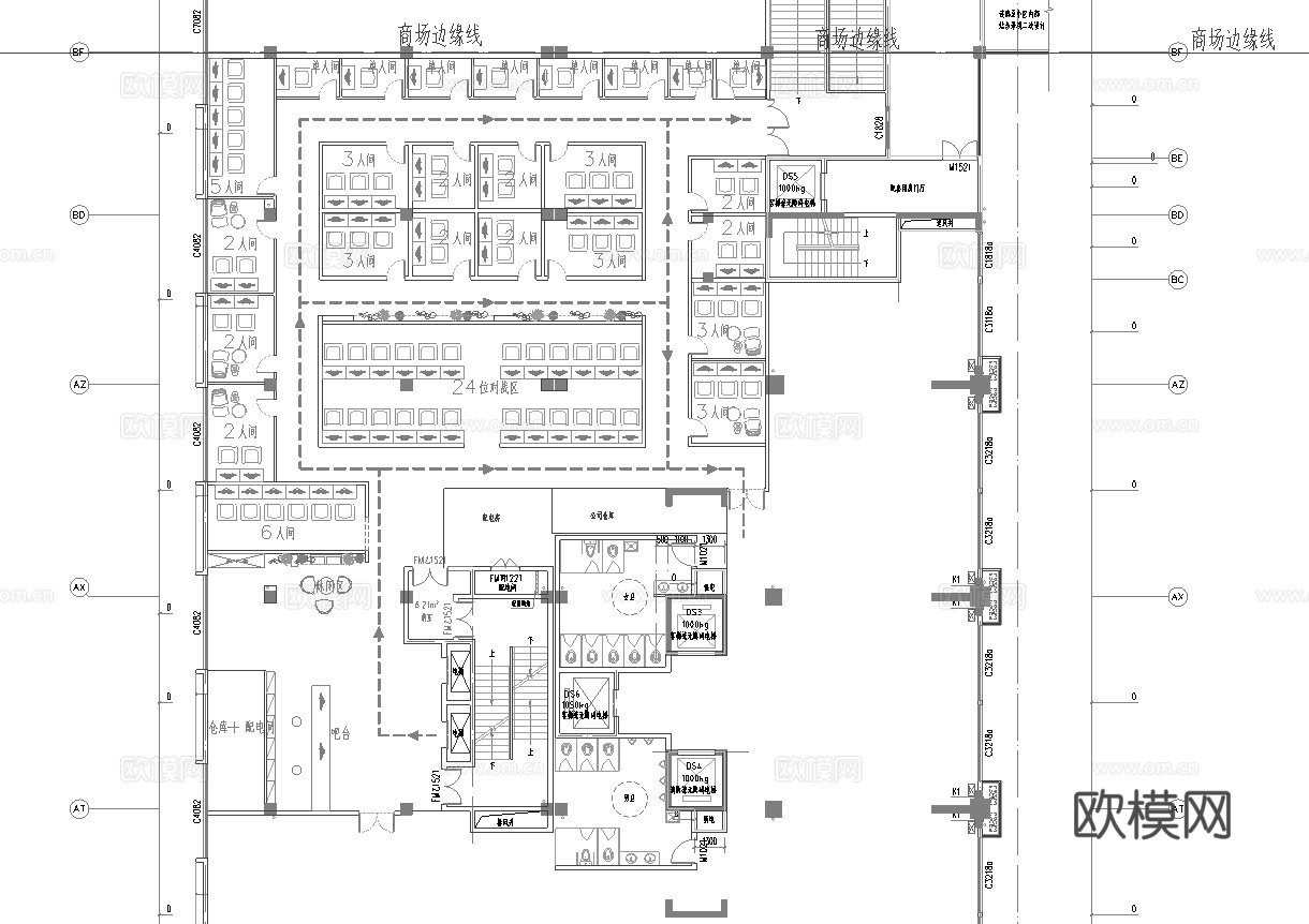 电竞网咖 最新平面施工图cad施工图