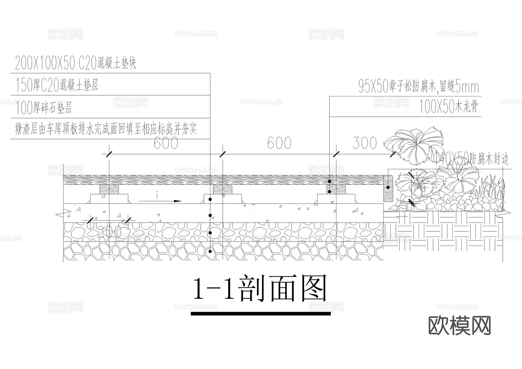 木平台 排水沟节点 CAD施工图cad施工图