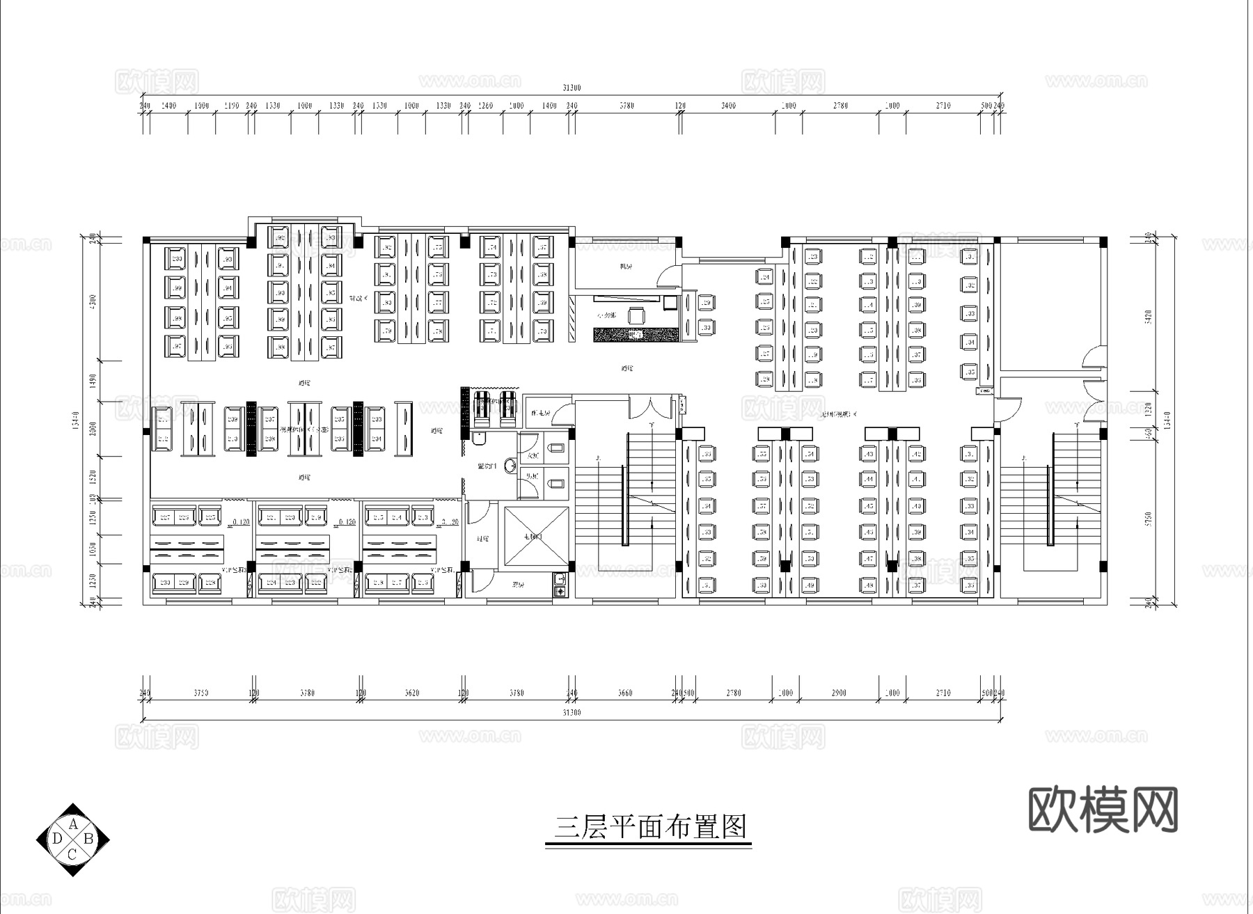 800平电竞网咖 最新全套施工图cad施工图