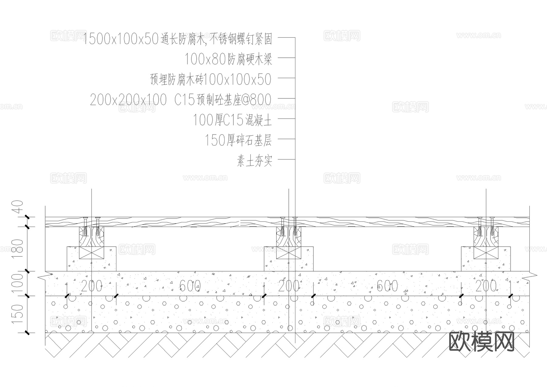 防腐木栈道 木平台 CAD施工图cad施工图