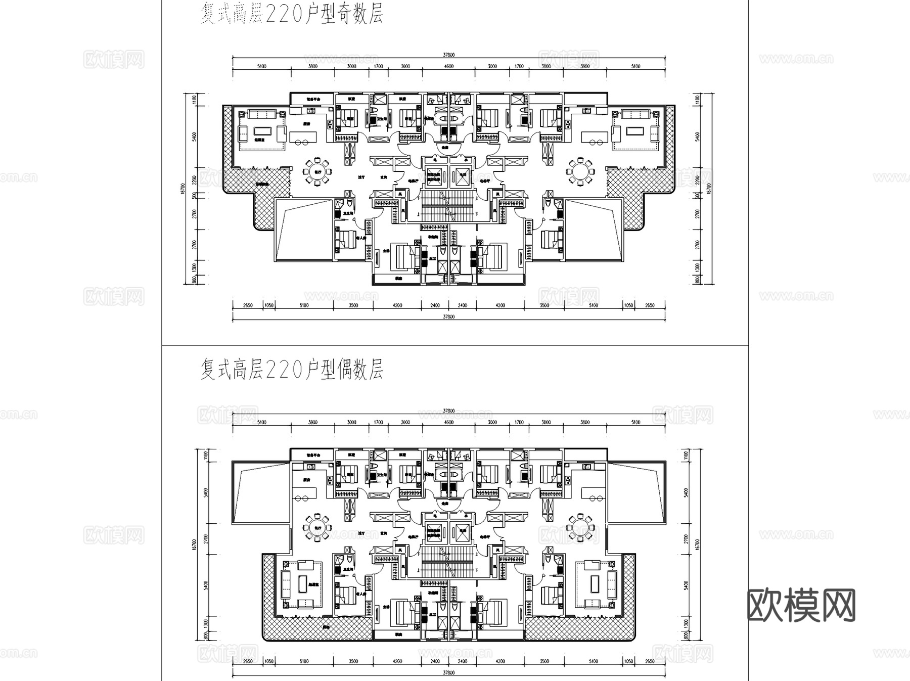 各类住宅建筑平面户型图CAD施工图集 12套cad施工图