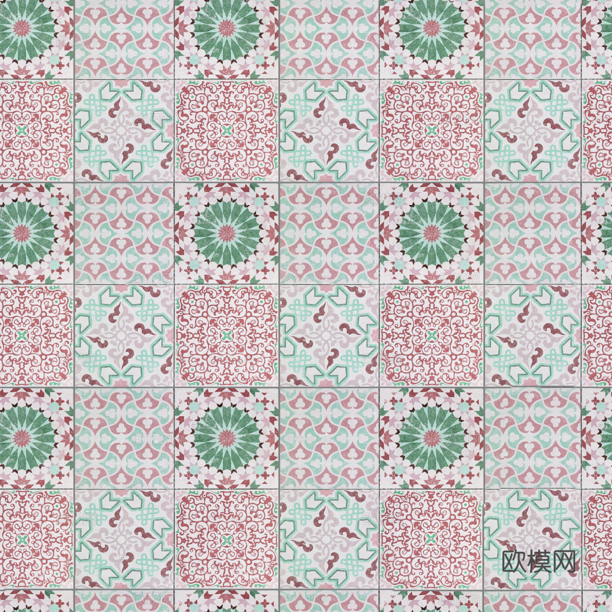 复古经典，民族风几何植物花纹图案花砖瓷砖71