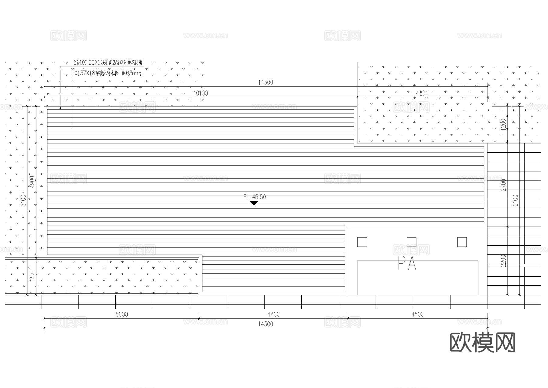 木平台 竹木平台 接绿化接硬质铺装 排水暗沟 CAD施工图cad施工图
