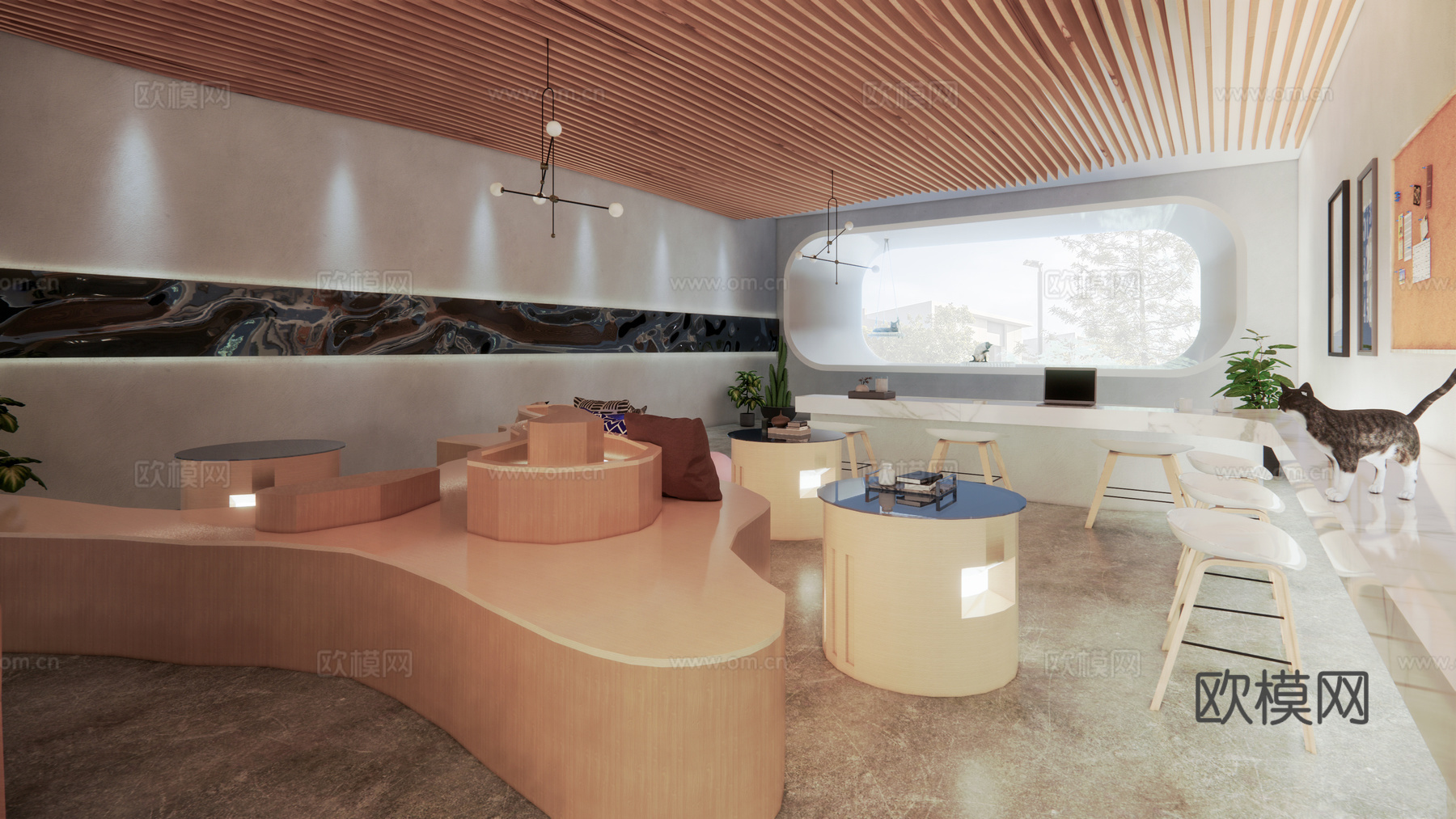 现代猫咖_咖啡店_咖啡馆SU模型su模型
