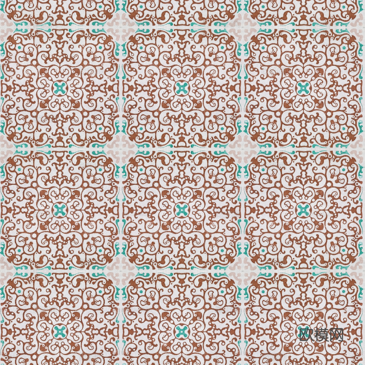 复古经典，民族风几何植物花纹图案花砖瓷砖154