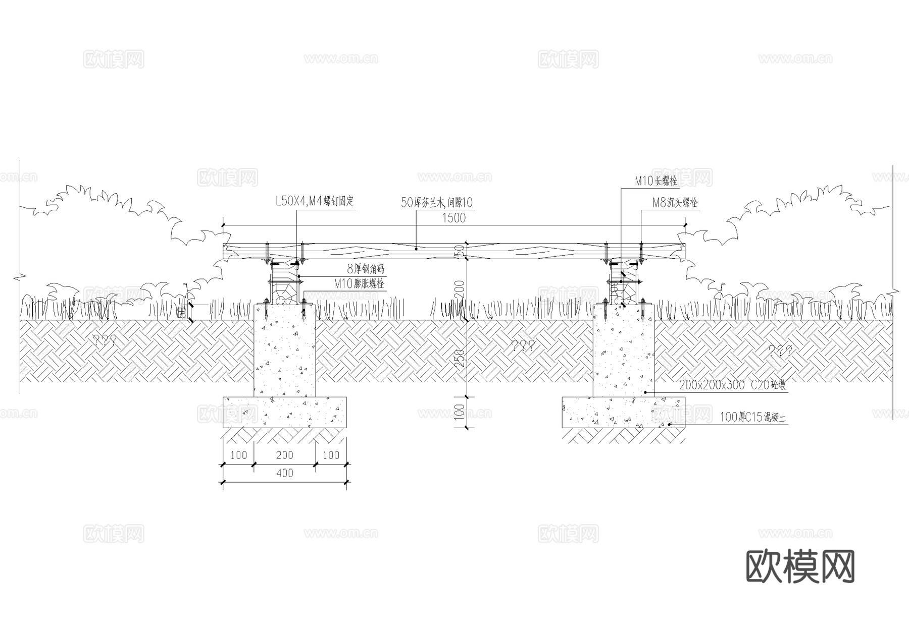 防腐木栈道 木平台 CAD施工图cad施工图