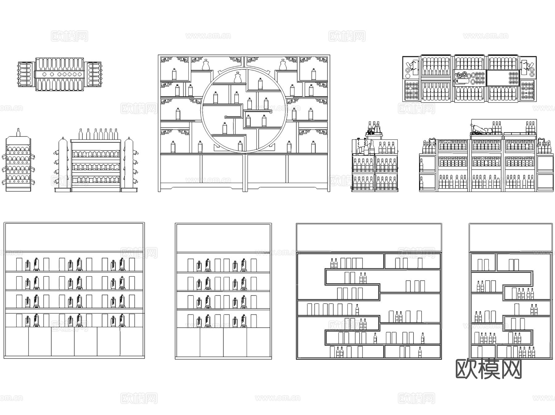 货架柜台展台展柜专柜图块图库CAD施工图集 8套cad施工图