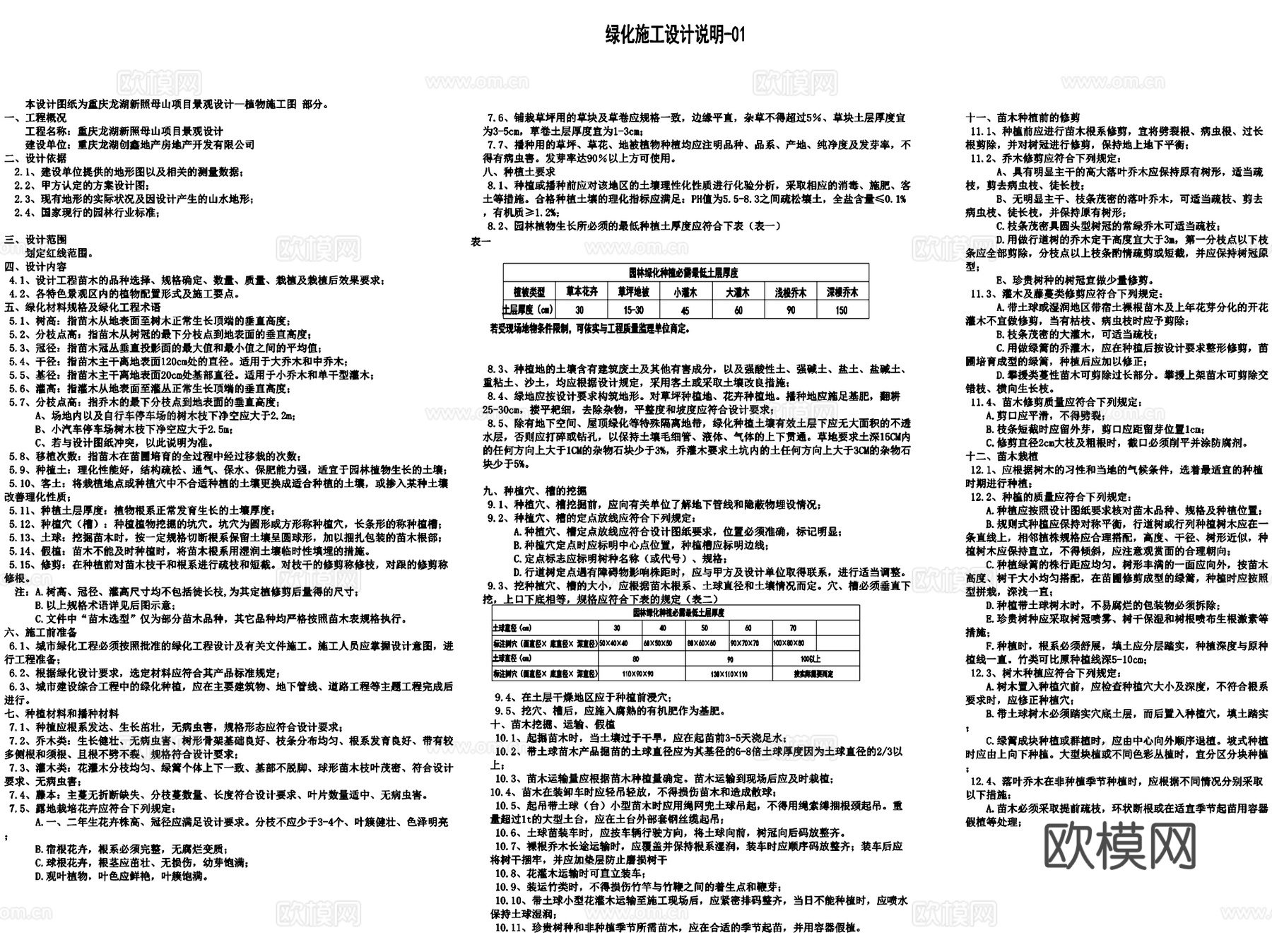 景观植物绿化种植施工设计说明CAD施工图集cad施工图