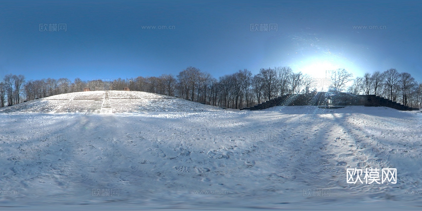 户外冬季雪地村庄HDR