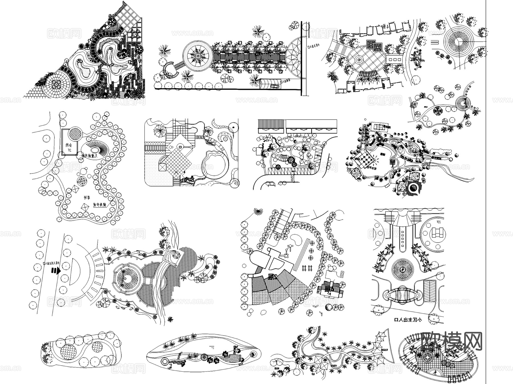 园林景观局部节点平面图块图库CAD施工图集cad施工图cad施工图