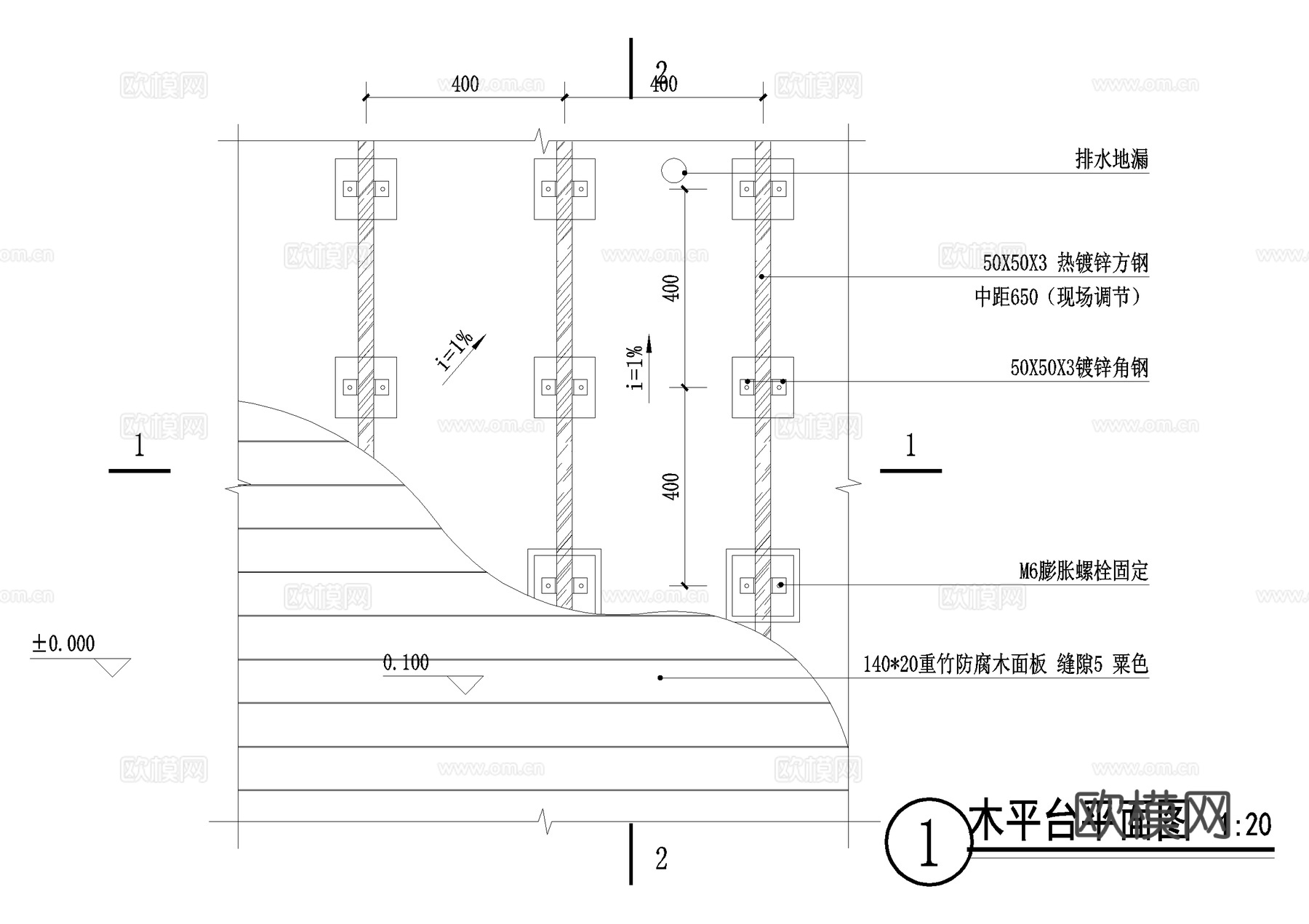 防腐木平台 观景台 CAD施工图cad施工图