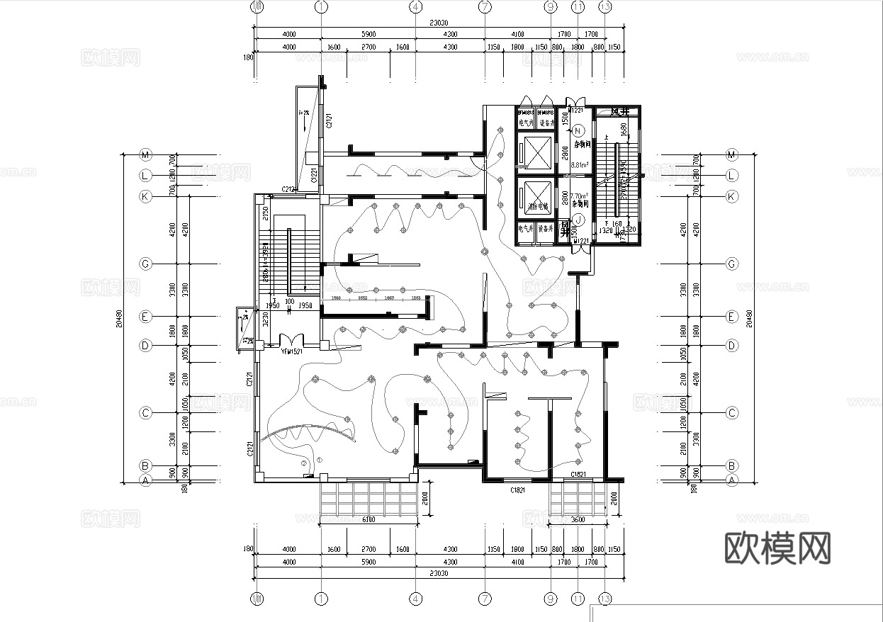 400平电竞网咖 最新平面施工图cad施工图