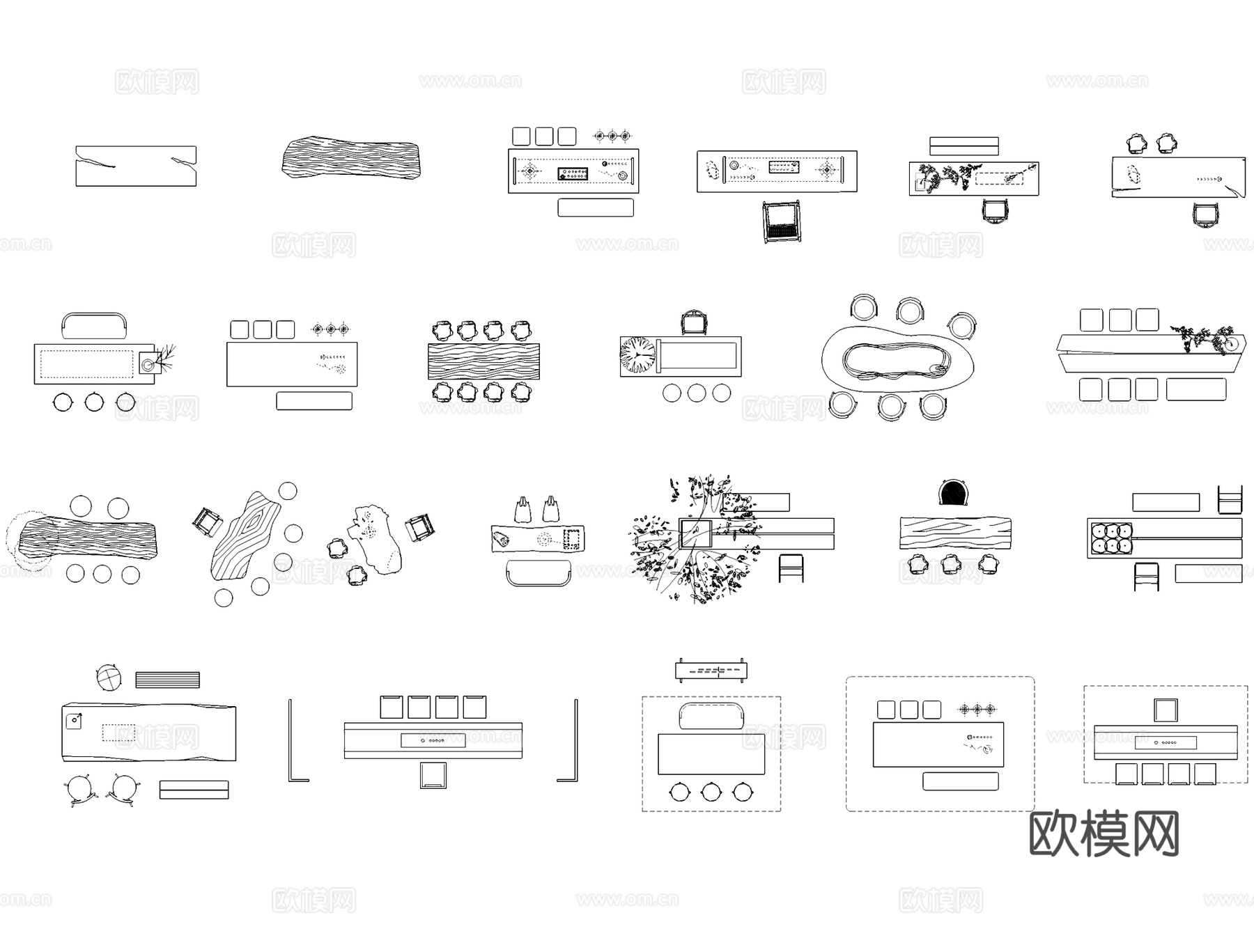 茶室泡茶桌椅茶台茶具图块图库CAD施工图集 10套cad施工图