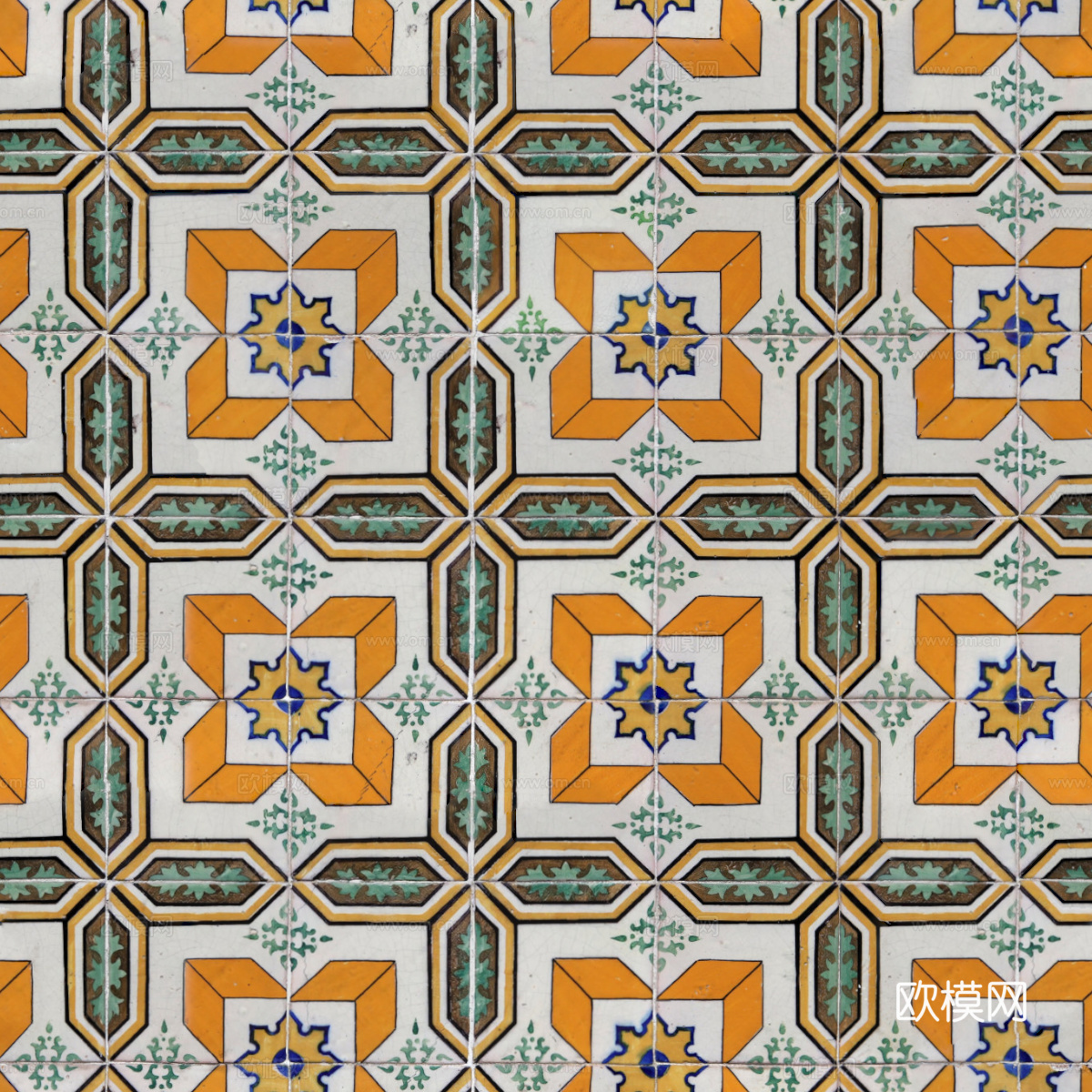 复古经典，民族风几何植物花纹图案花砖瓷砖13