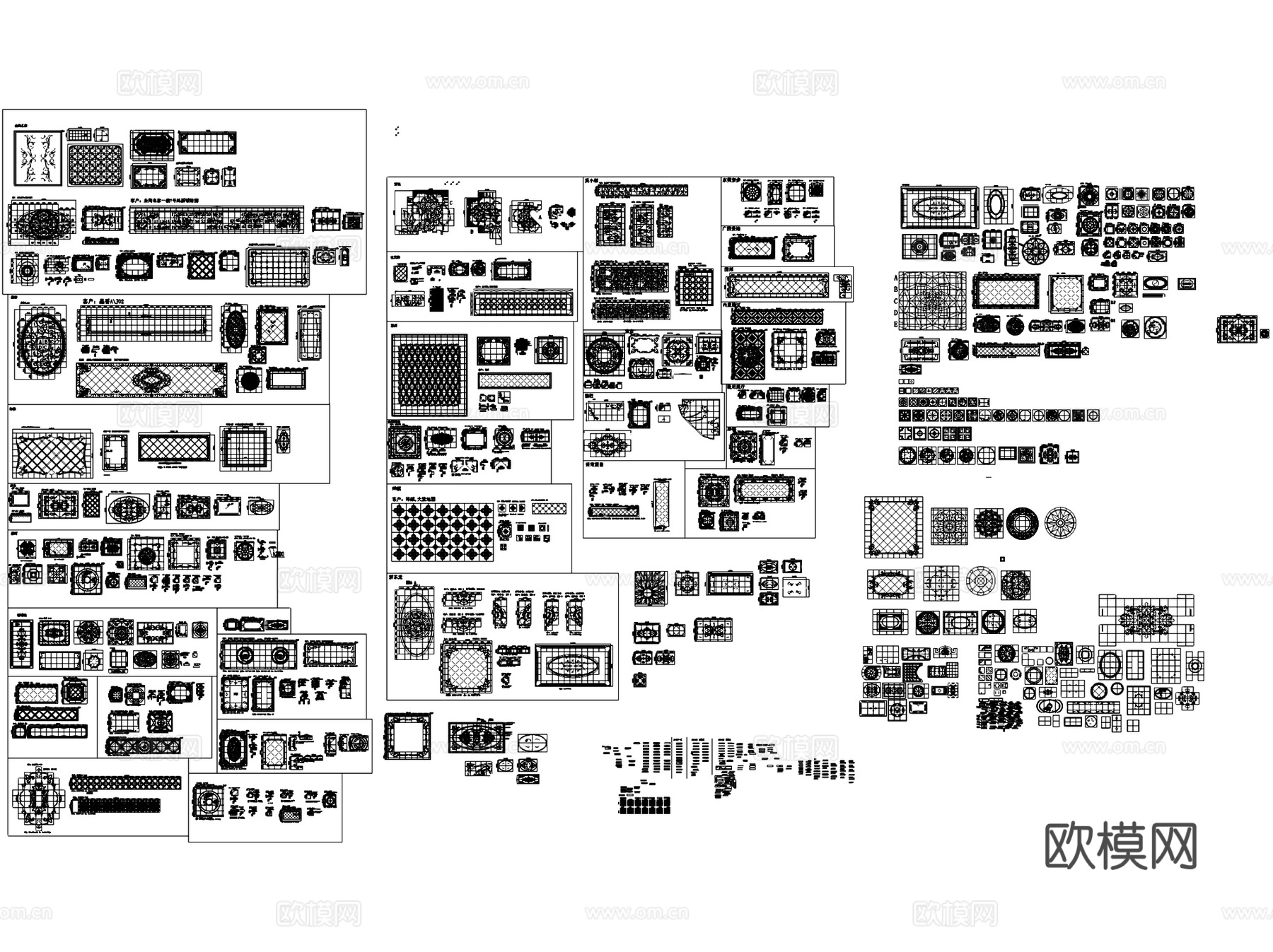 地面铺装拼花雕花花纹角花波导线CAD施工图集 11套cad施工图