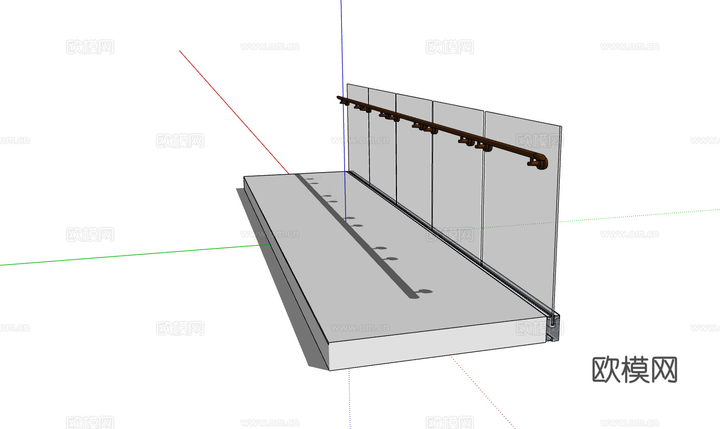 现代金属玻璃栏杆护栏su模型