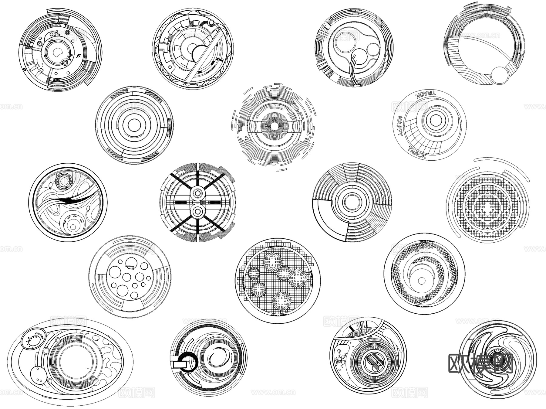 景观圆形树池种植池平面图块图库CAD施工图集cad施工图
