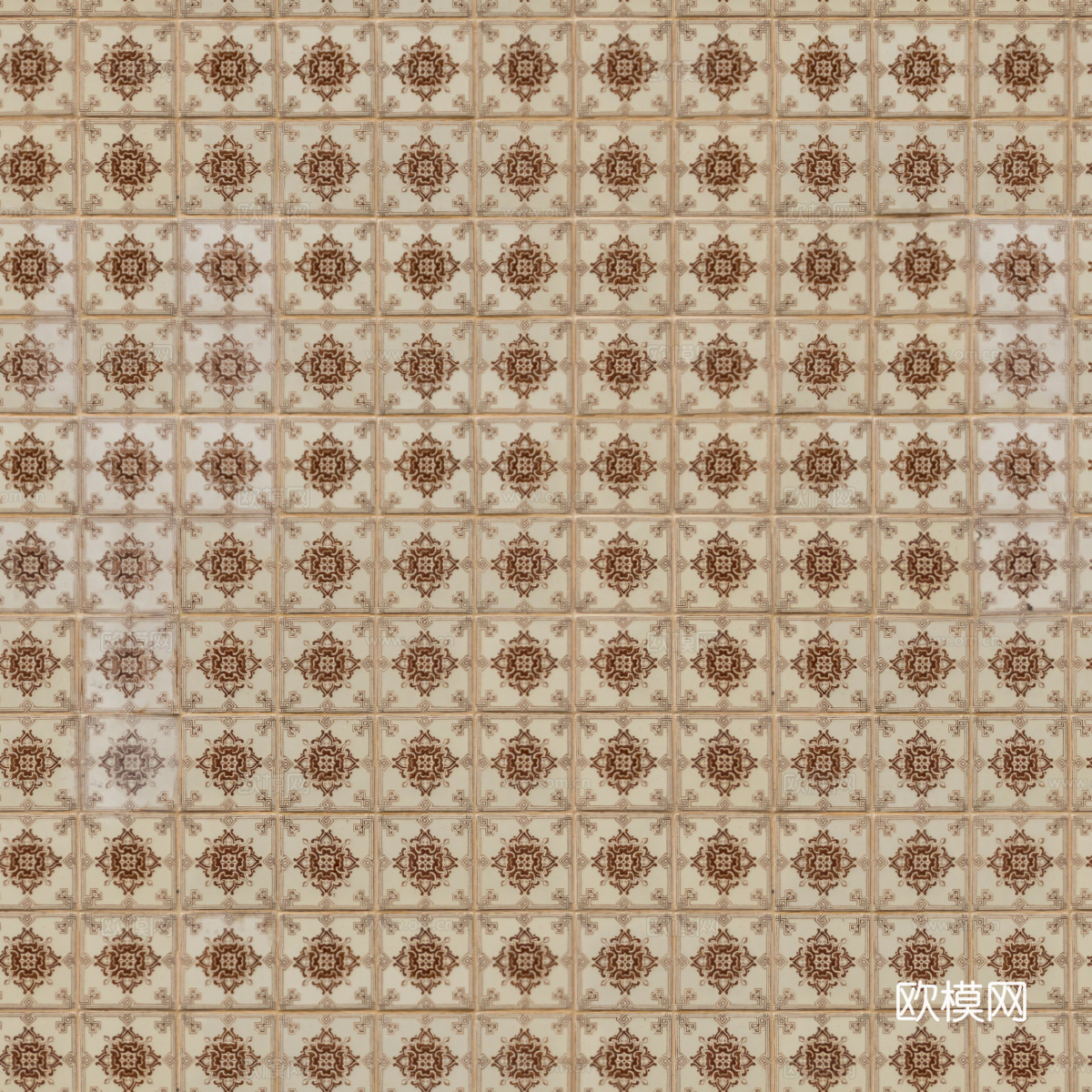 复古经典，民族风几何植物花纹图案花砖瓷砖107下载