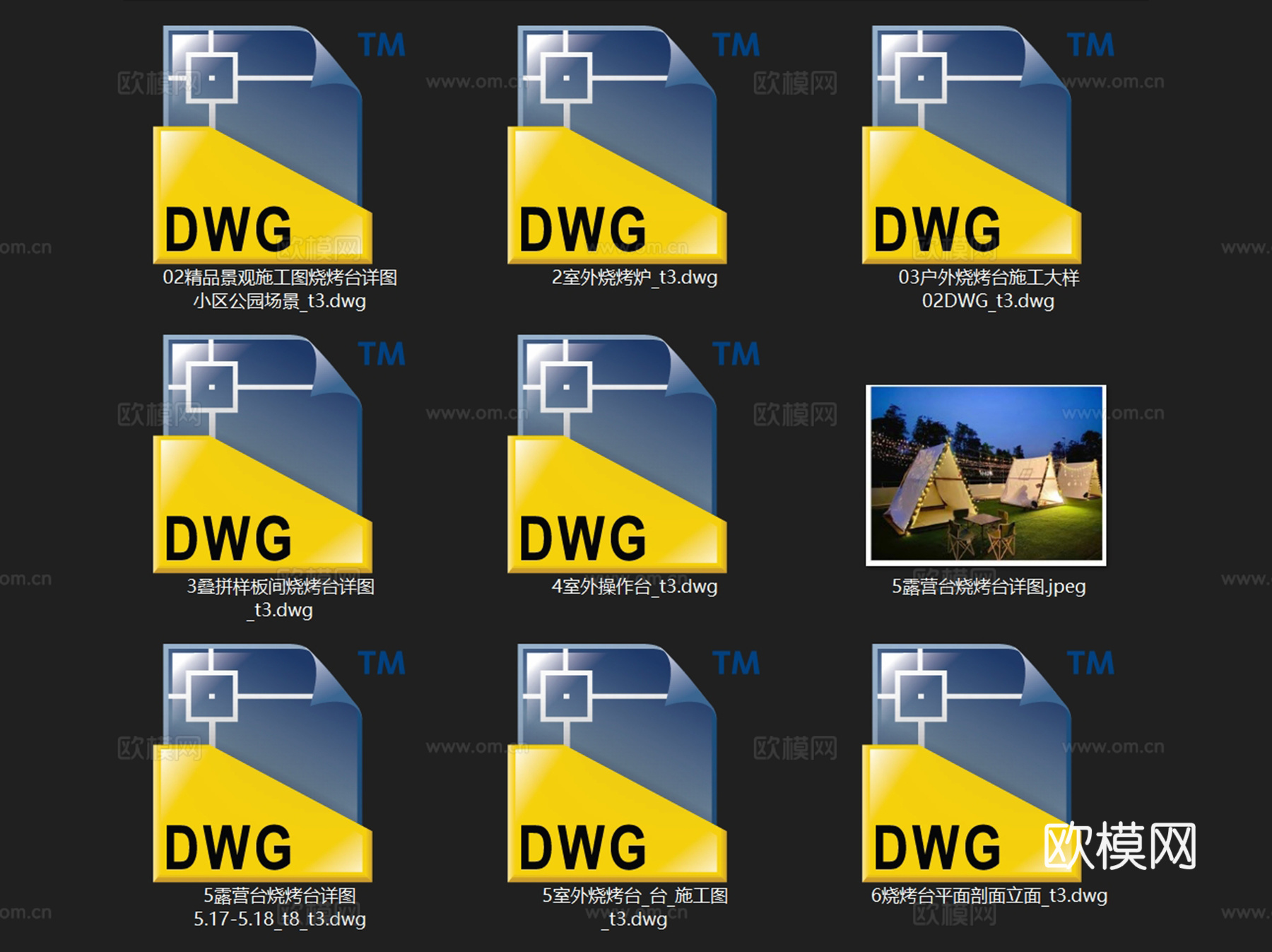 烧烤台操作台烤箱烧烤炉灶台节点CAD施工图集 8套cad施工图