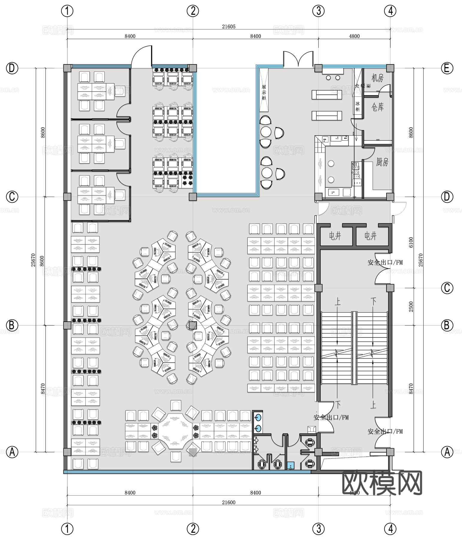 电竞网咖 最新平面施工图cad施工图