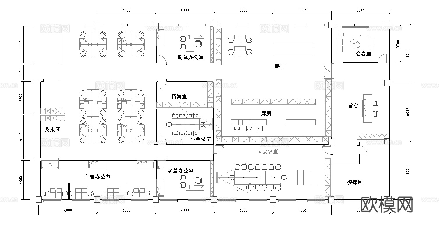公司办公室 最新平面施工图cad施工图